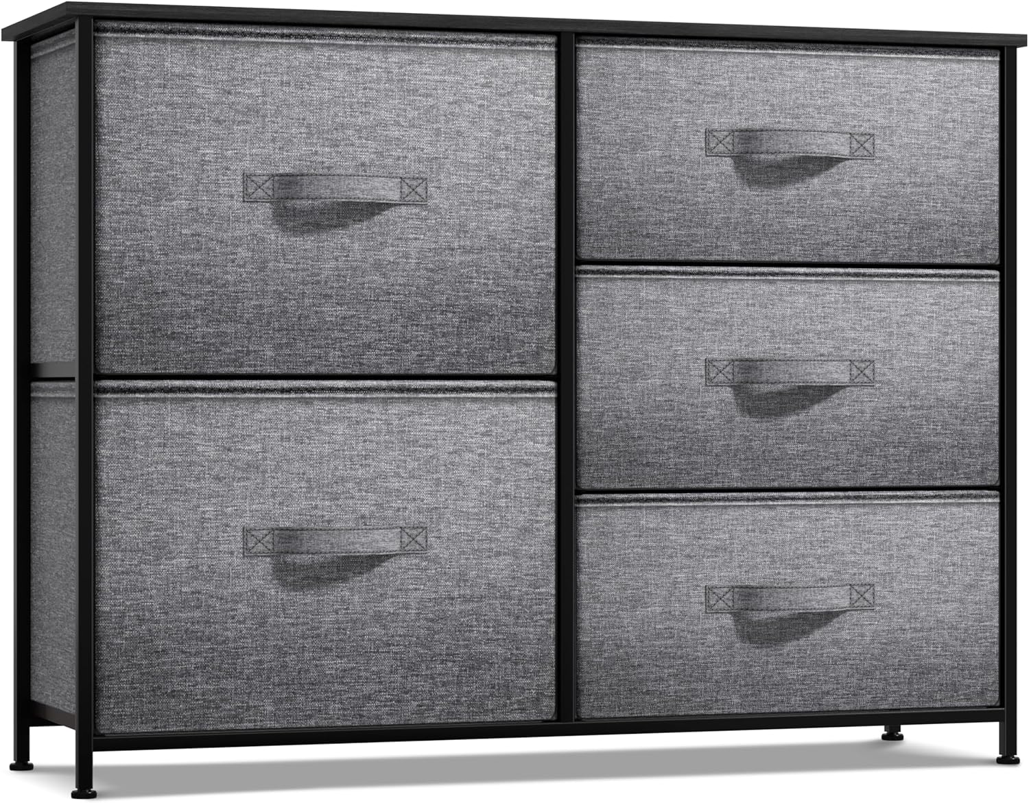 Sorbus Dresser with 7 Faux Wood Drawers - Storage Unit Organizer Chest for Clothes - Bedroom, Hallway, Living Room, Closet, & Dorm Furniture - Steel Frame, Wood Top, & Easy Pull Fabric Bins