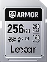 Vista 1 de Lexar Tarjeta de memoria Armor Silver PRO SDXC de 256 GB, UHS-II, C10, U3, V60, 6K UHD, lectura de hasta 280 MB/s, acero inoxidable, para fotógrafos