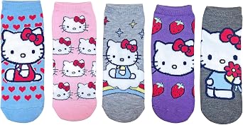 Hyp Hello Kitty Sanrio Juniors/Womens 5 Pack Ankle Socks
