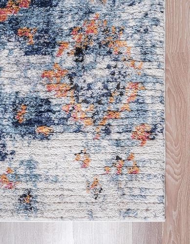Miniatura 8 de Unique Loom Morocco Collection Medallion, alfombra abstracta (2 pies 7 pulgadas x 10 pies 0 pies, color marfilazul)