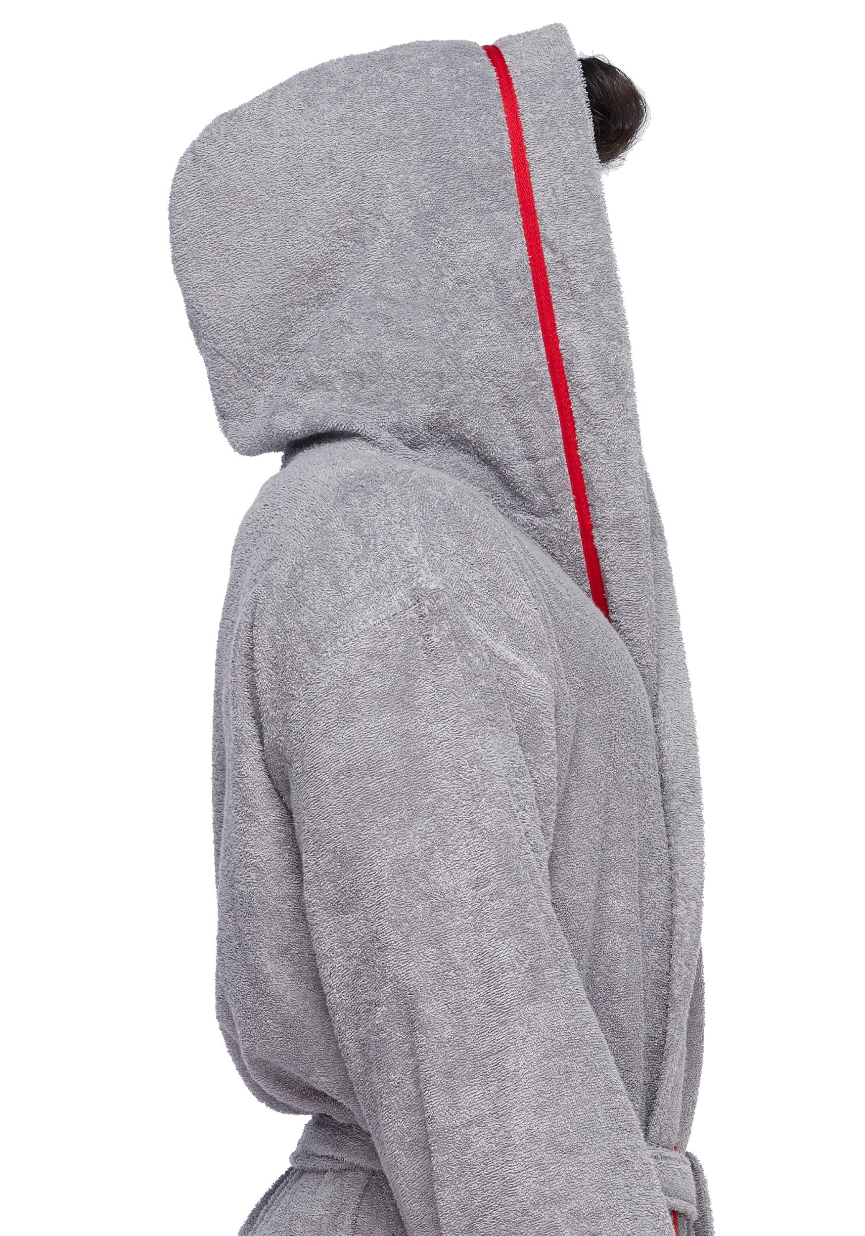 Arus Mens Long Hooded Classic Bathrobe Turkish Cotton Robe