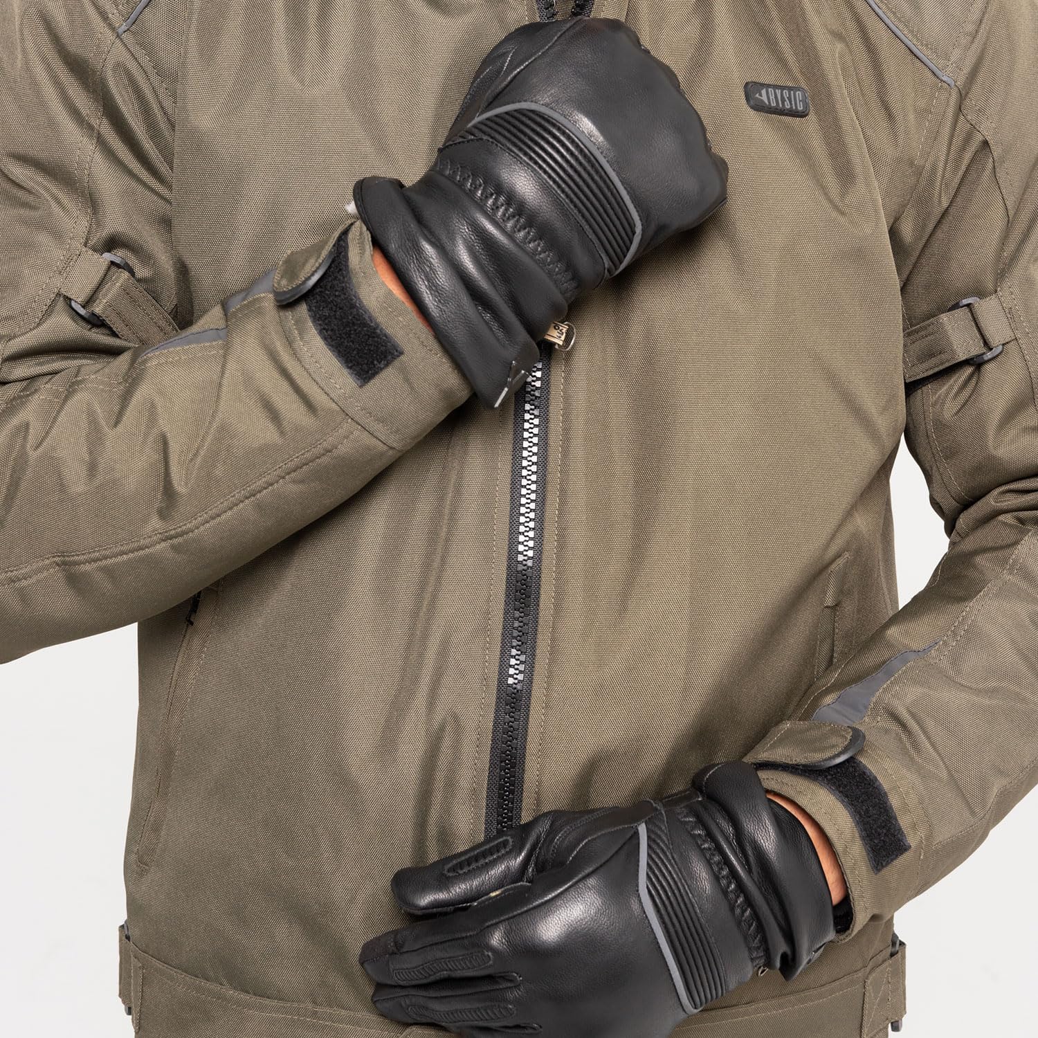 BY CITY Lyon Man Winter Motorradhandschuhe | Lederhandschuhe | Knotenprotektoren | Gepolsterte Zonen | Abriebfeste Verstärkung auf der Handfläche | wasserdichte Membran