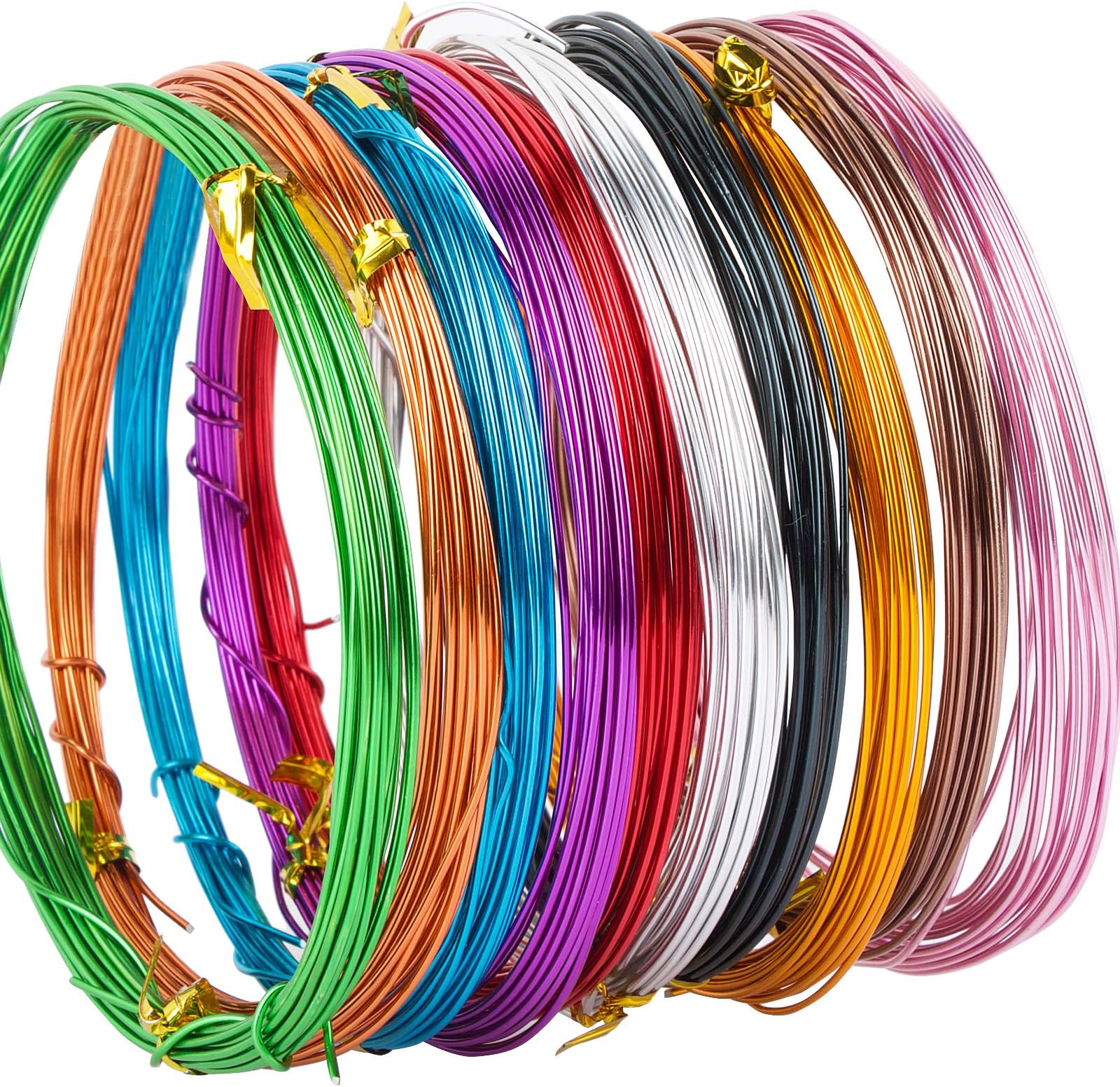 10 Colors 50 Meters Aluminium Craft Wires 1MM Coloured Alumina Round Wire Craft Wire for DIY Handmade Jewellery and Crafts Bicycle Motorcycle Modeling Weaving Bonsai Modeling Aluminum Wire