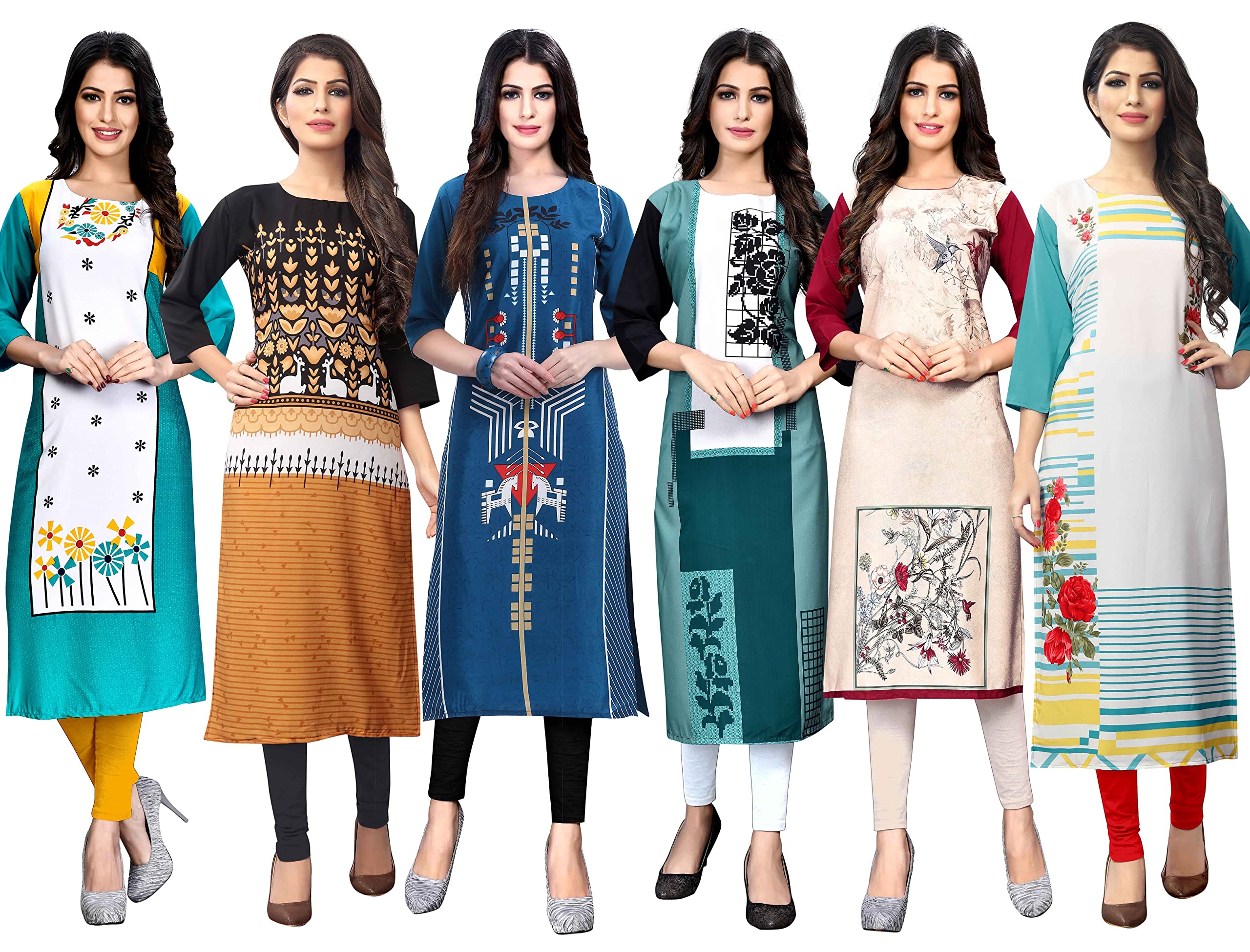 1 Stop FashionWomen's Cotton Printed Kurti (530051-0054-0055-0056-0057-0058_Multicolor)