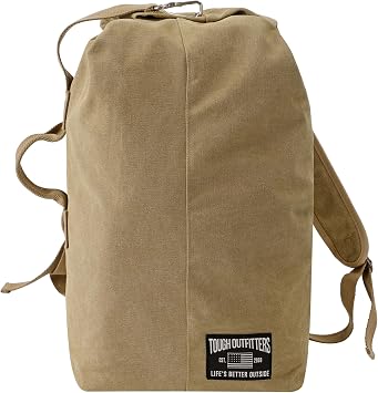 Military Duffle Bag Canvas Heavy Duty Small Duffel Bag for Men Gym Gear Bag | Army Sea Bag Seabag Top Load Backpack Waterproof Lining Adjustable Shoulder Straps Canvas Gym Bag Small Duffle Bag