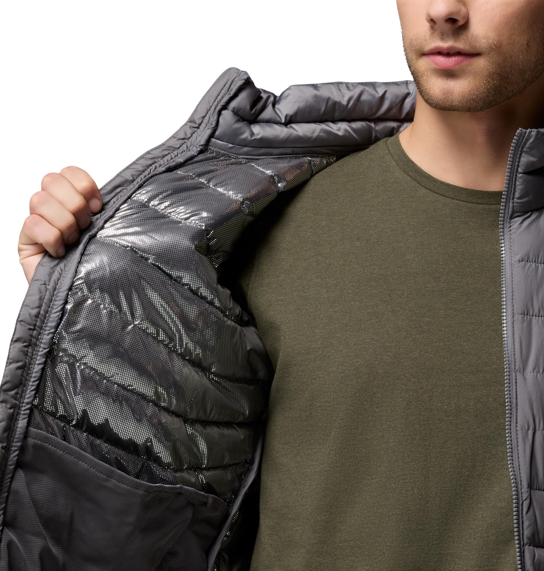Columbia Mens Powder Lite II Insulated Puffer Jacket, City Grey, Small view 5