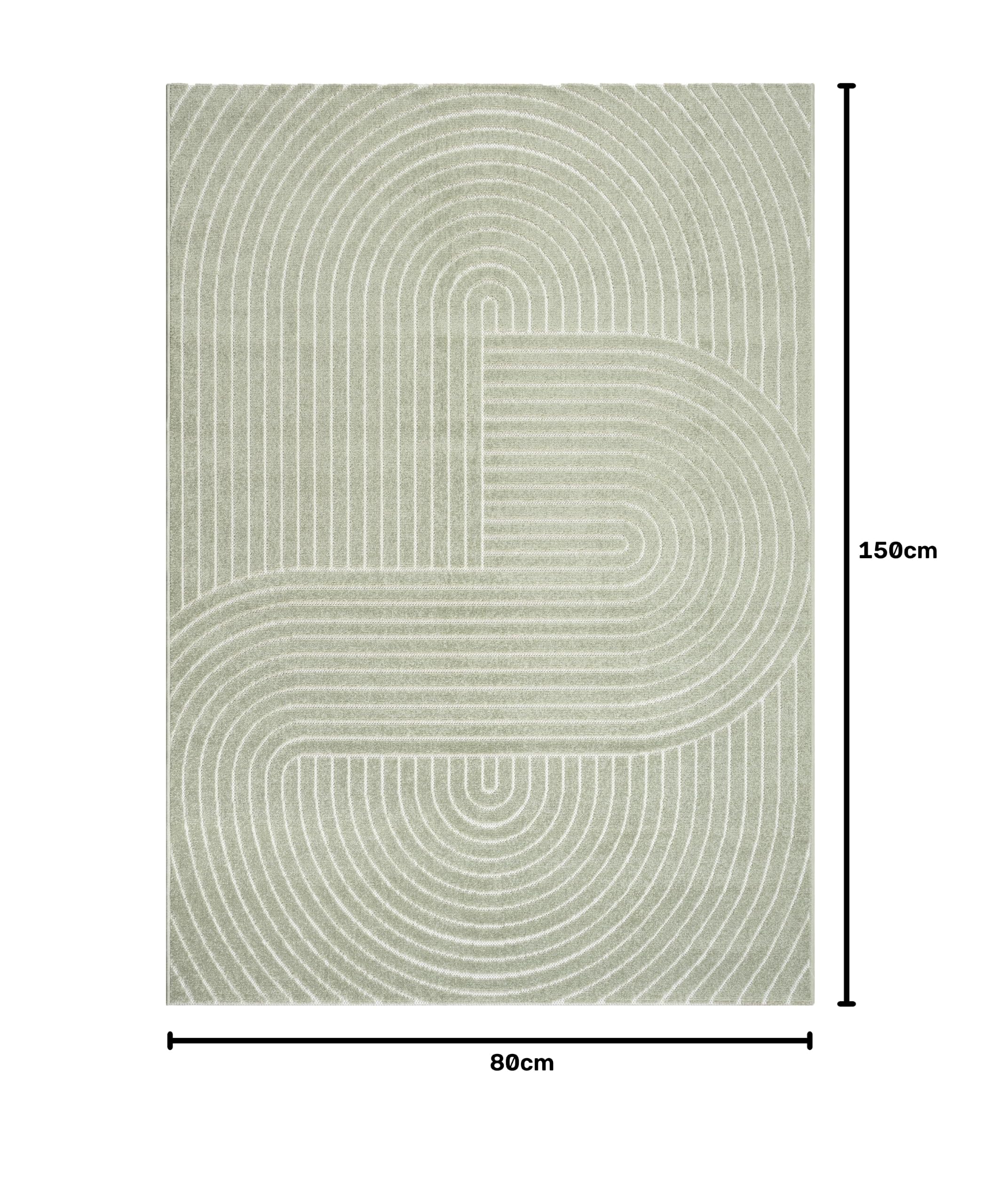 Mia's Teppiche "Zoey – hochwertiger Wohnzimmer Schlafzimmer Teppich - Grün - in 80 x 150 cm aus Polypropylen