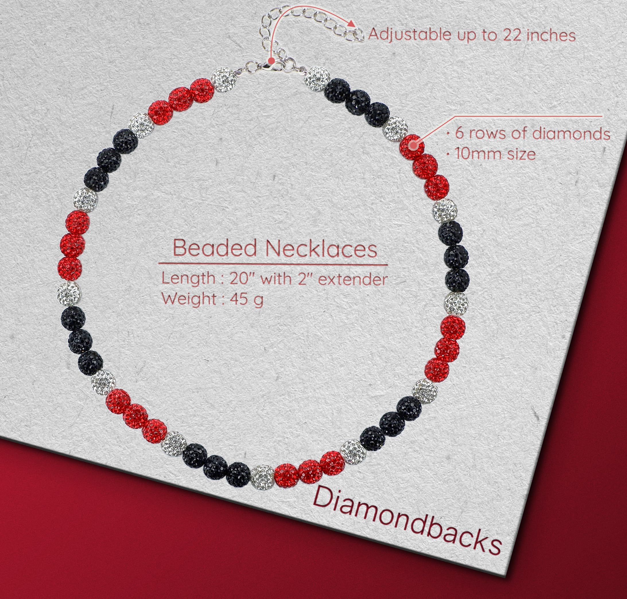 SUPBOMM Baseball Ice Necklace, Bling Beaded Necklaces, Drip Chain, League Team Colors Gifts for Men, Diamondbacks