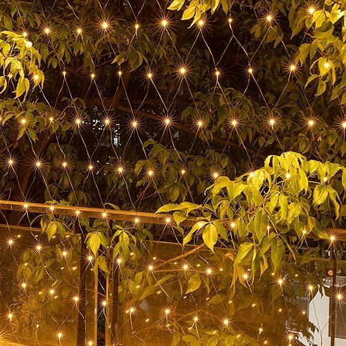 Miniatura 9 de AWQ Cadena de 200 luces LED de 9.8 x 6.6 pies, red de luces de red, 8 modos para Navidad, boda, fiesta, hogar, jardín, césped, arbustos, dormitorio,