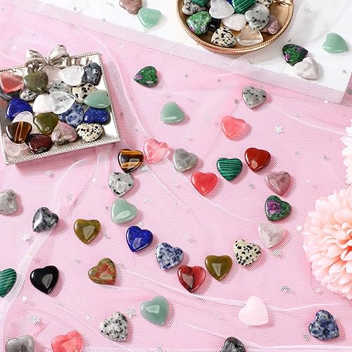 Miniatura 6 de 108 piedras de corazón a granel de 0.8 pulgadas en forma de corazón, piedras preciosas de cristal natural, regalo curativo a granel, bolsillo de