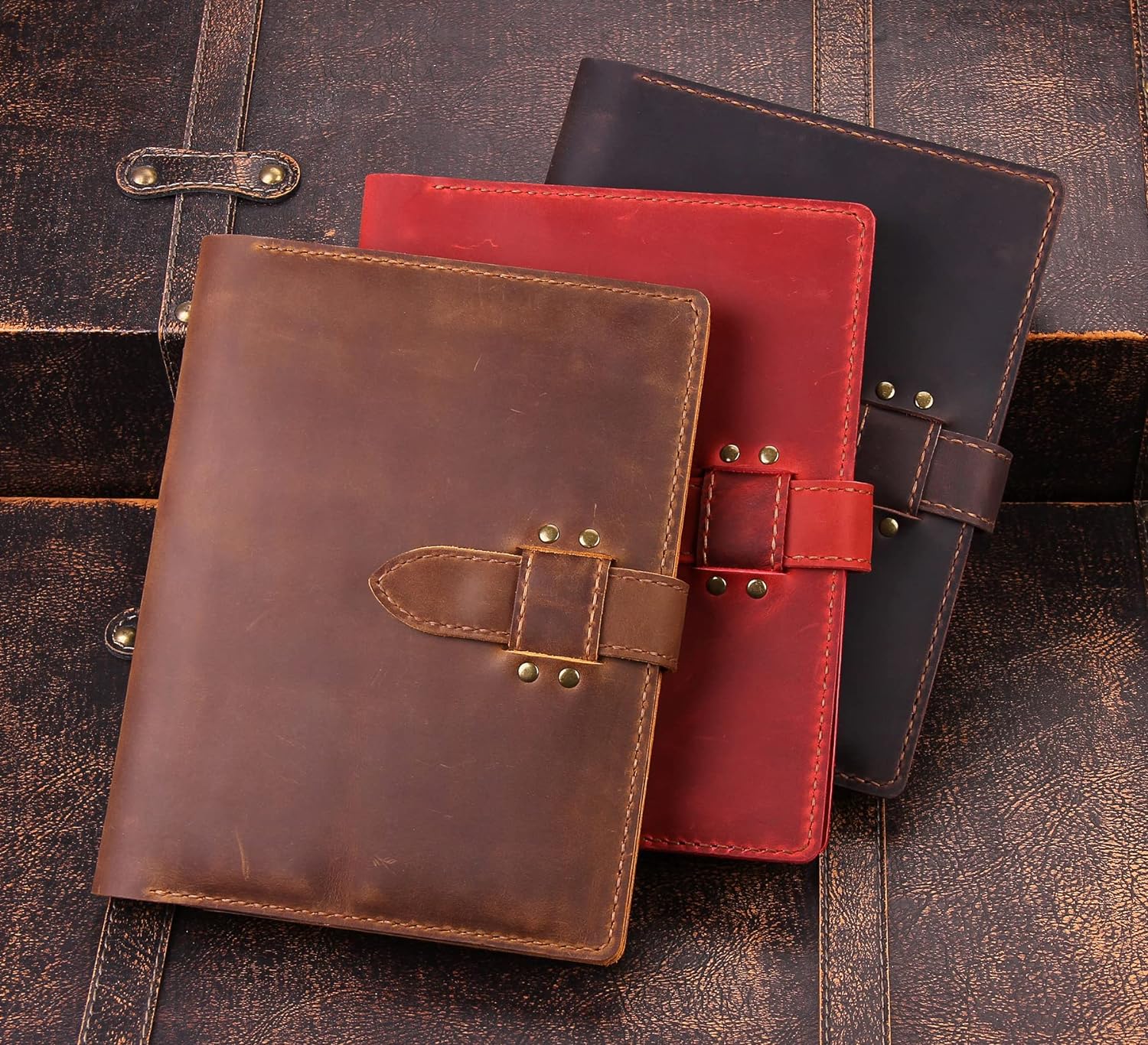 Robrasim Handmade Leather Sketchbook Cover, Leather Artist Sketch Pad Cover for 5.5" x 8.5" Sketchbook, Drawing Book and Pencil Case, Journal Notebook Portfolio, Artis Gifts-Brown