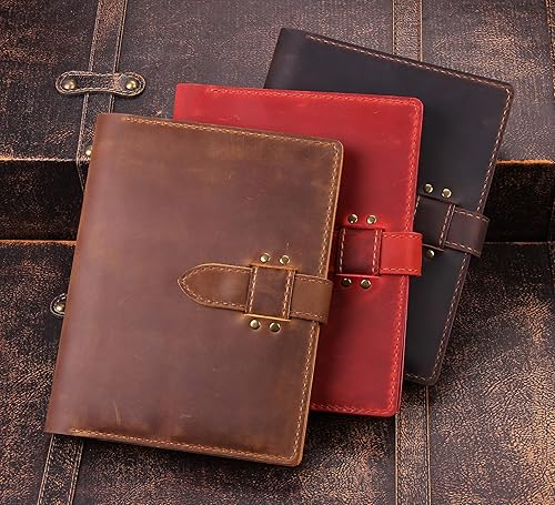 Miniatura 7 de Robrasim Funda de cuero hecha a mano para cuaderno de bocetos de 5.5 x 8.5 pulgadas, cuaderno de dibujo y estuche para lápices, cartera de cuadernos