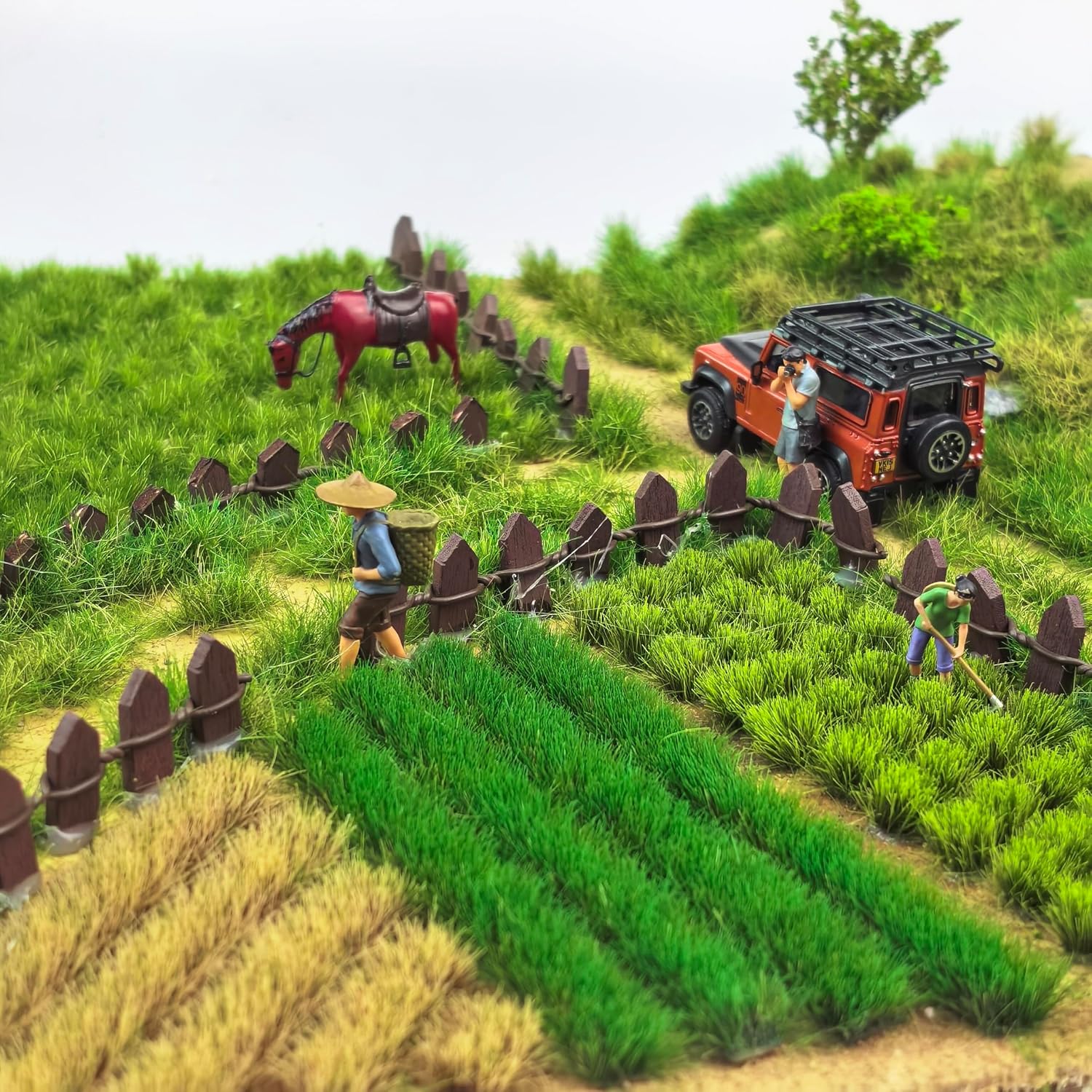 22 Pcs Static Grass Strips, Rice Paddy Grass Model, Railway Artificial Turf for DIY Model Railroad Scenes, Miniature War Game Terrain, Train Landscape, Railroad Scenery