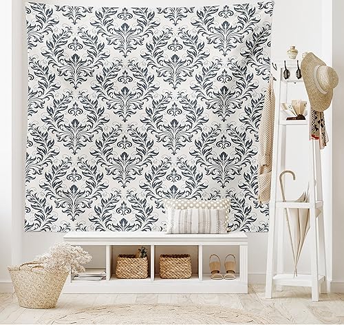 Miniatura 2 de Ambesonne Tapiz victoriano, adorno floral de damasco florece silueta clásica, arte simbólico, colgante de pared ancho para dormitorio, sala de