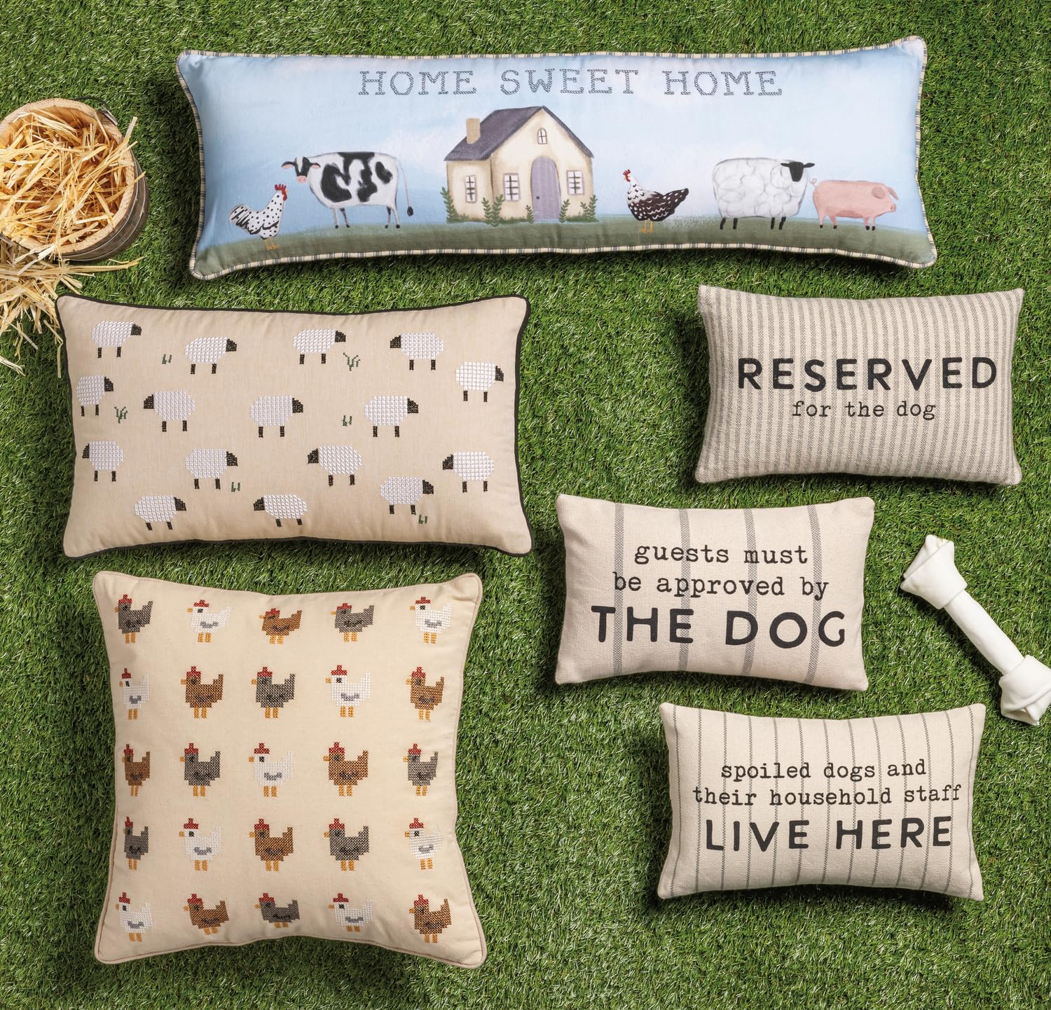 Mud Pie Reserved Pet Striped Pillow