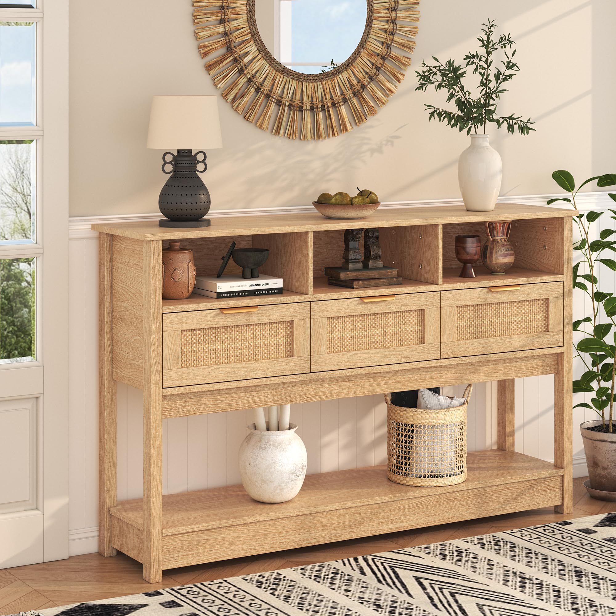 Amazon.com: knoworld Rattan Console Table, Boho Entryway Table