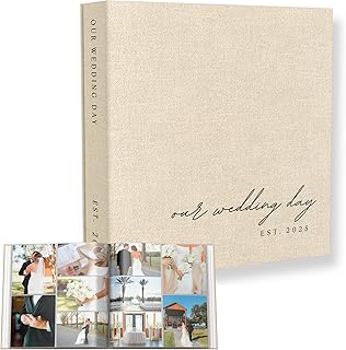 Wedding Photo Album 4x6 Pictures & Custom 2025 Year - Large Picture Scrapbook with 400 Pockets for Horizontal & Vertical Photos - Linen Photo Album Book for Personalized Wedding Day Memory Keepsake