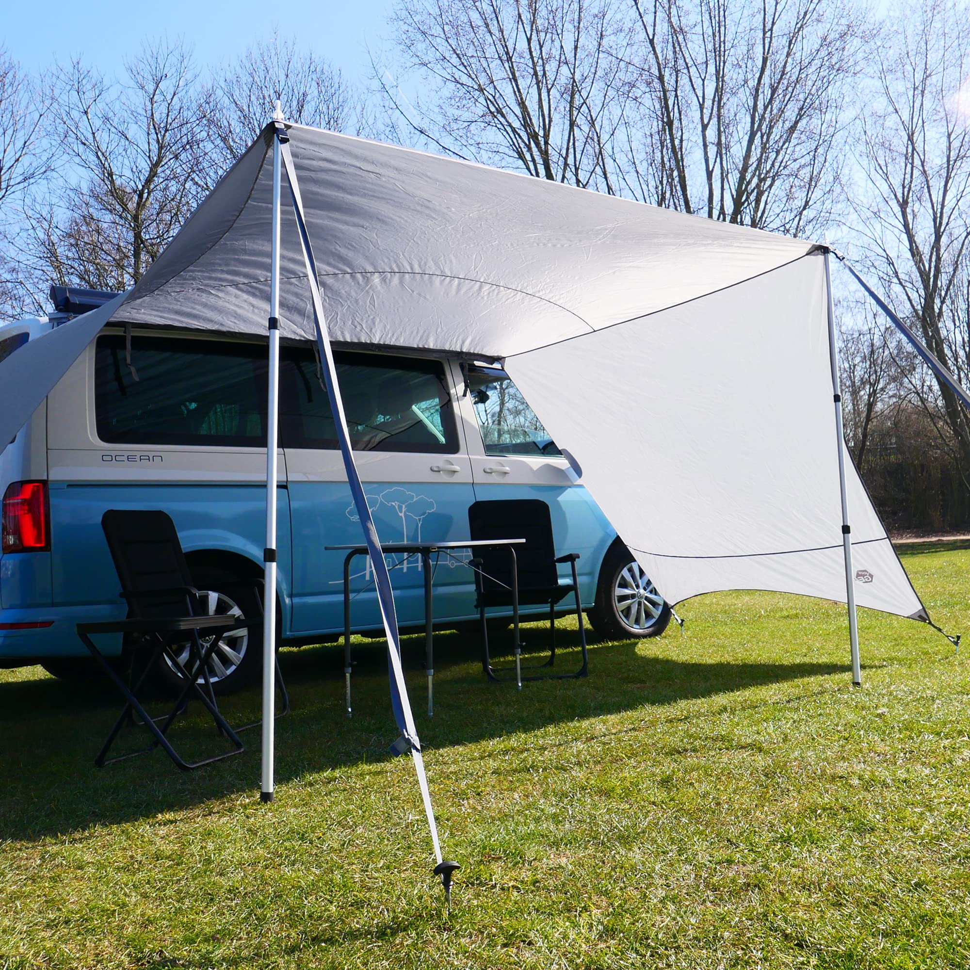 yourGEAR Tropea Toldo para autocaravanas con paredes laterales, toldo impermeable con protección UV 50 y columna de agua de 5000 mm, para autobús de camping, furgoneta, coche, incluye barras de rack