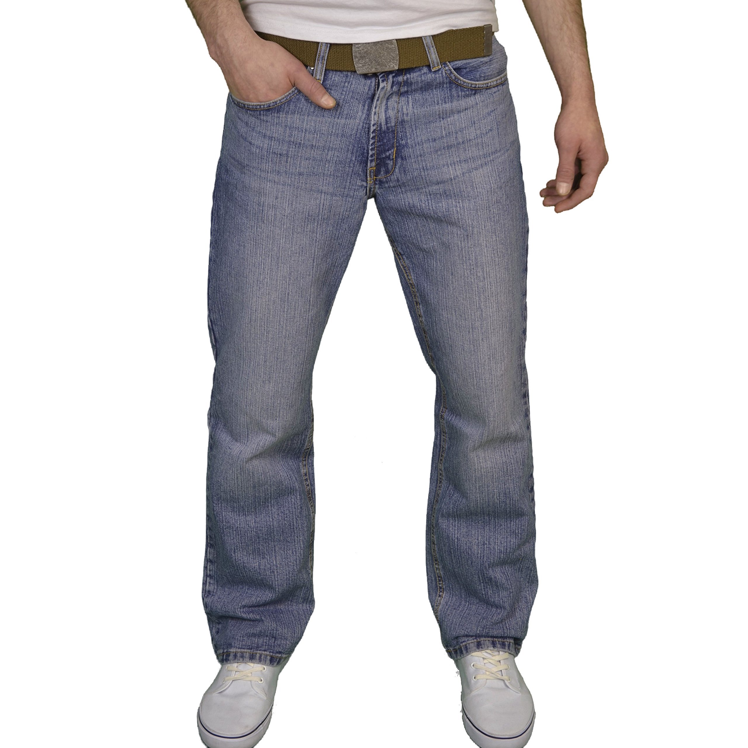 Fb Jeans Men's Blue - Lightwash Designer Regular Fit Boot Cut Jeans (30W X 30L, Lightwash)