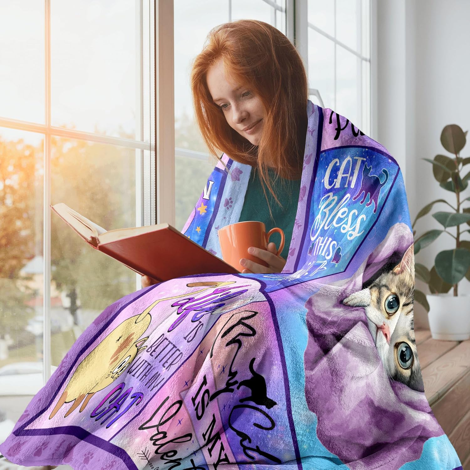 Cat Gifts: Mom, Lady & Lover Blanket - 50"X60", Funny Themed Gift for Women Cat Enthusiasts - Image 2