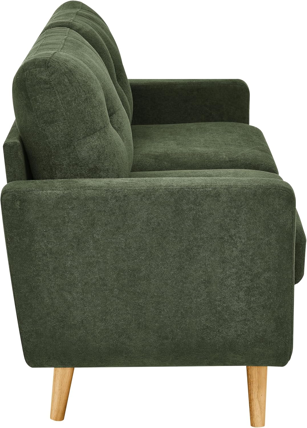 67" Green Loveseat Sofa, Mid Century Modern Love Seat Sofas and Comfy Couches for Living Room, Button Tufted Small Cloud Couch for Bedroom Office Apartment Small Space, Easy Assembly (Dark Green)