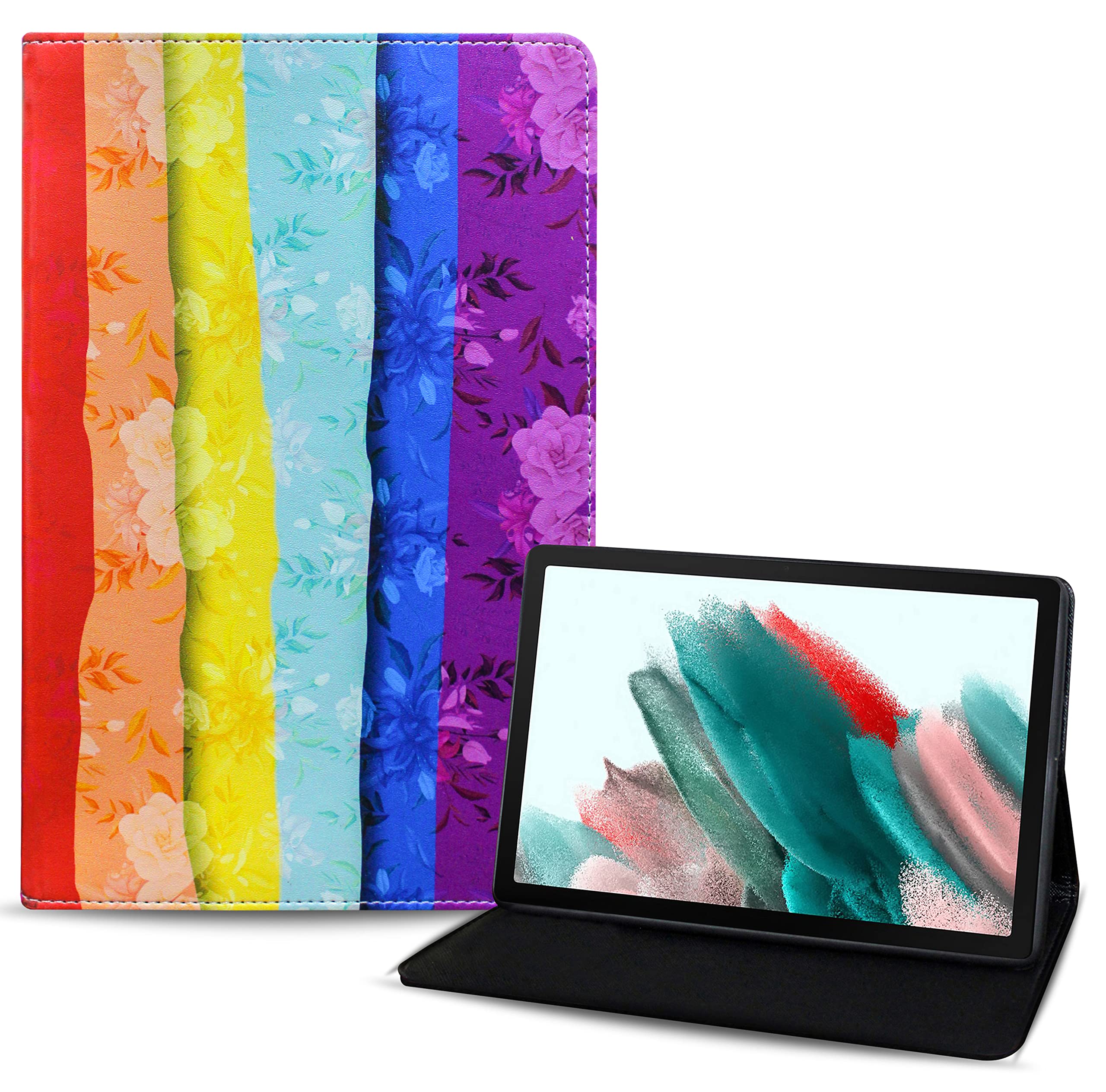 TGK Rainbow Design Leather Folio Flip Case with Viewing Stand Protective Cover for Samsung Galaxy Tab A8 10.5 inch (Printed_Rainbow_Flower_Pattern) (B09W5JXKTT) Amazon Price History, Amazon Price Tracker