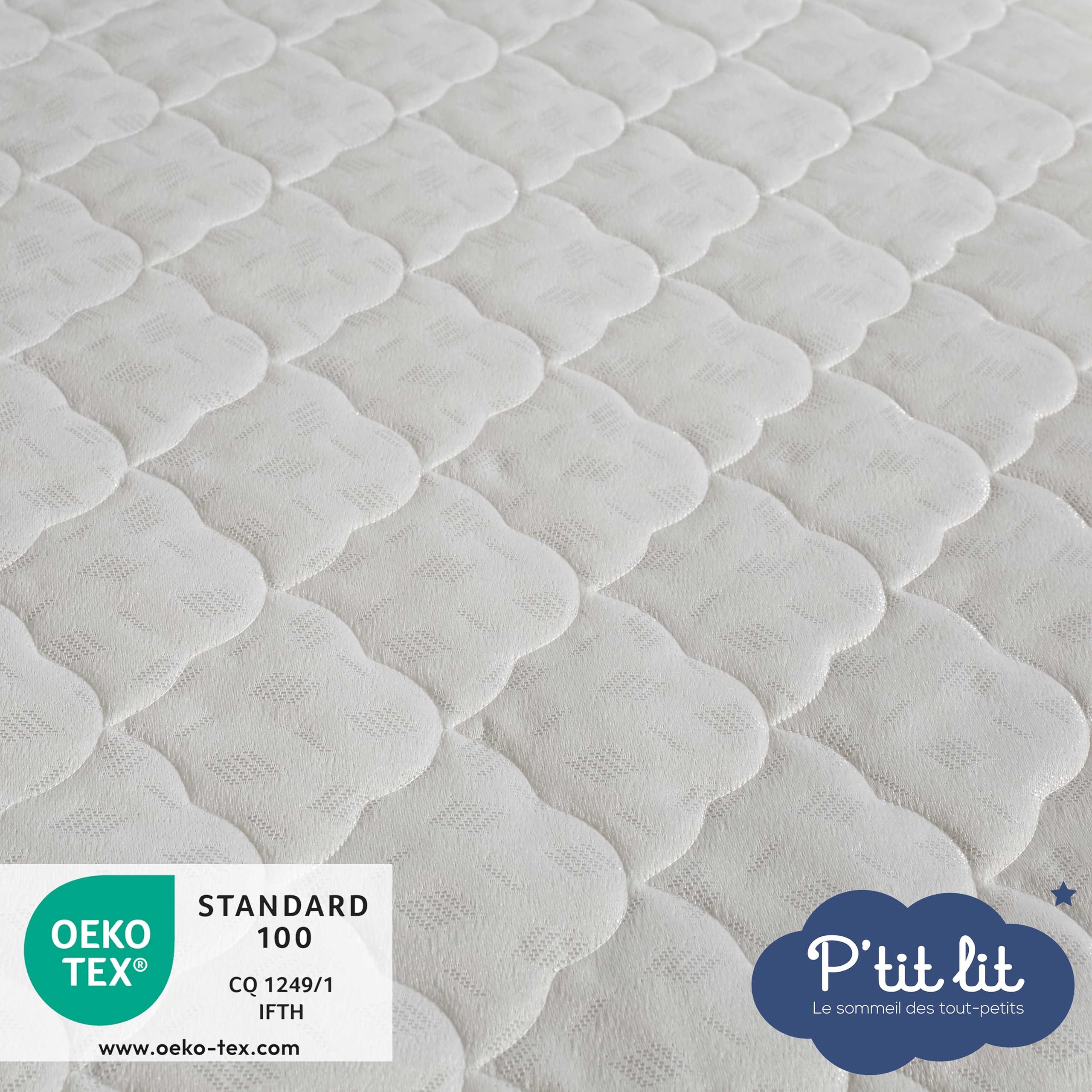 P'TIT LIT - Colchón de bebé Esencial - 60x120 cm - Climatizado: 1 Lado Verano / 1 Lado Invierno - OekoTex® - Hecho en Europa