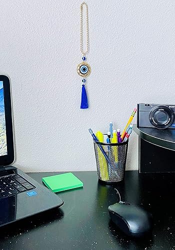 Miniatura 6 de LUCKBOOSTIUM Evil Eye Wheel of Fortune - Adorno colgante de pared y puerta con cadena de metal dorado y borla, aumenta tu energía, para suerte
