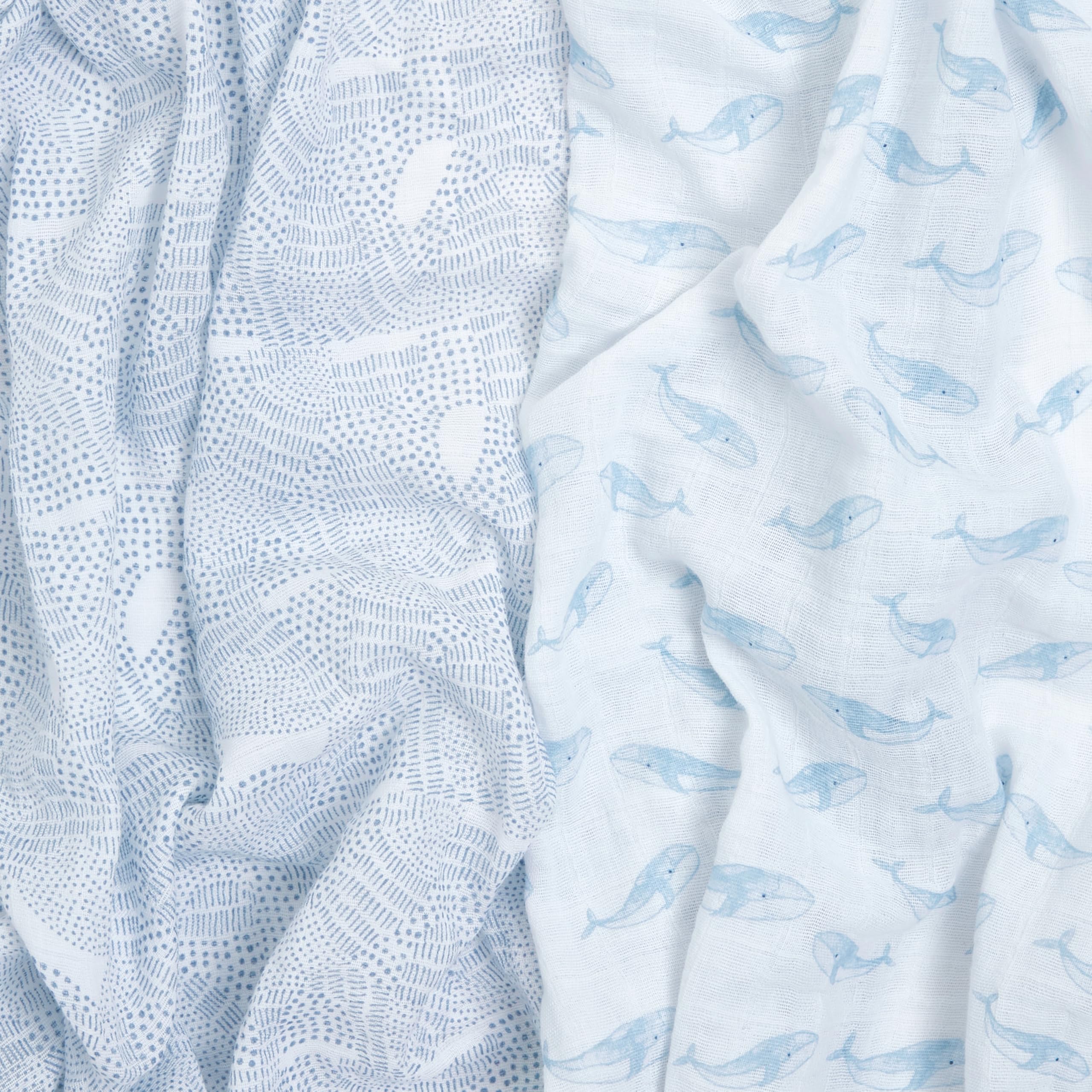 aden + anais Oceanic - Juego de 2 Mantas de Muselina orgánica 100% Transpirable para bebés y niños, diseño Estampado de Estrellas, Color Azul, Gales, artículos Esenciales para Dormir para recién
