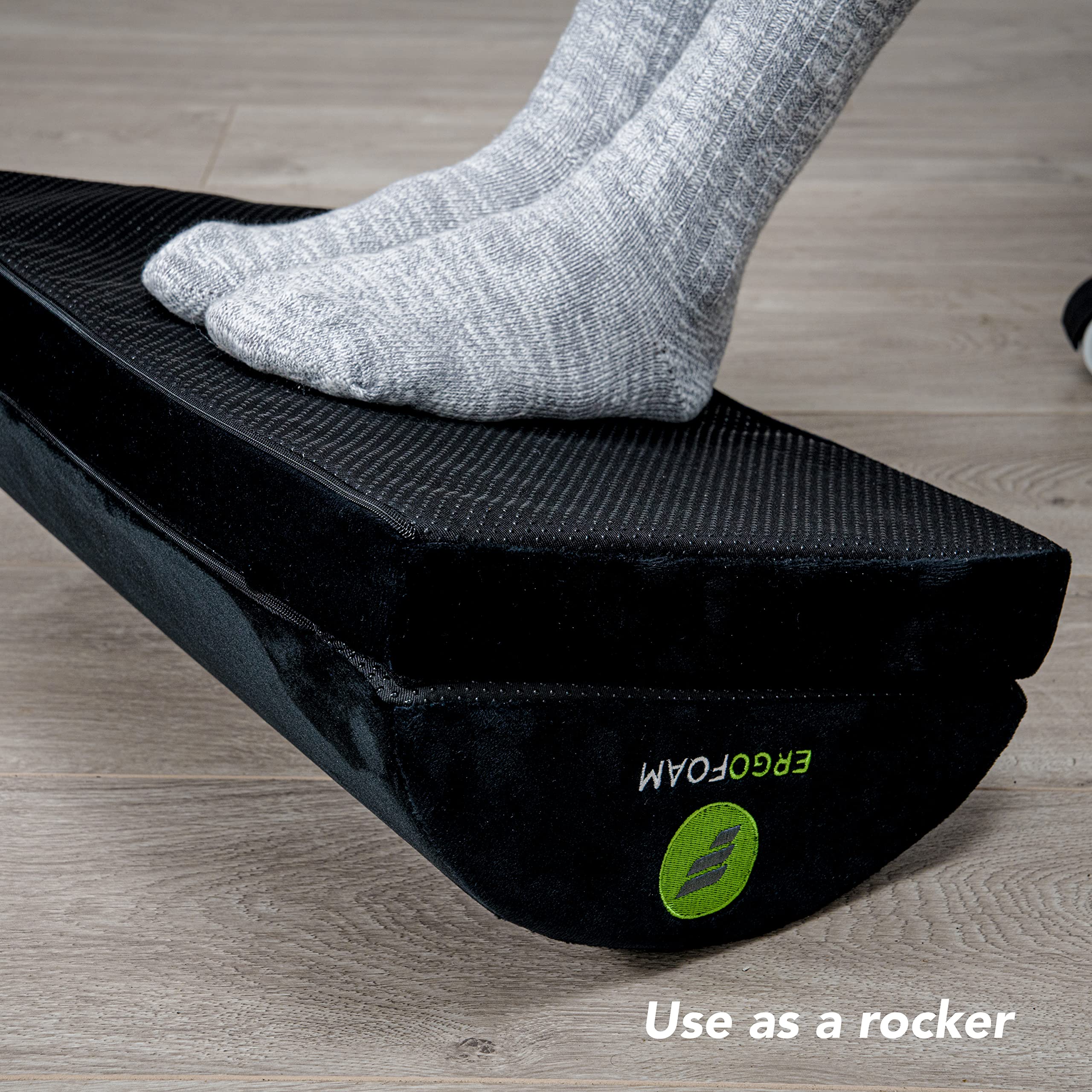 ErgoFoam Adjustable Foot Rest Under Desk for Added Height Large Premium Velvet Soft Foam