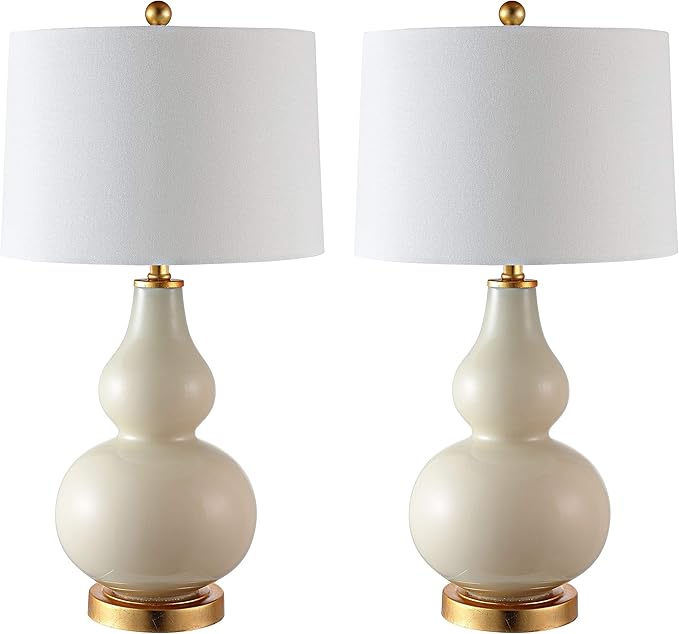 SAFAVIEH Lámpara de Mesa Karlen - Set de 2, Crema y Hoja de Oro, LED Incluido miniatura 8