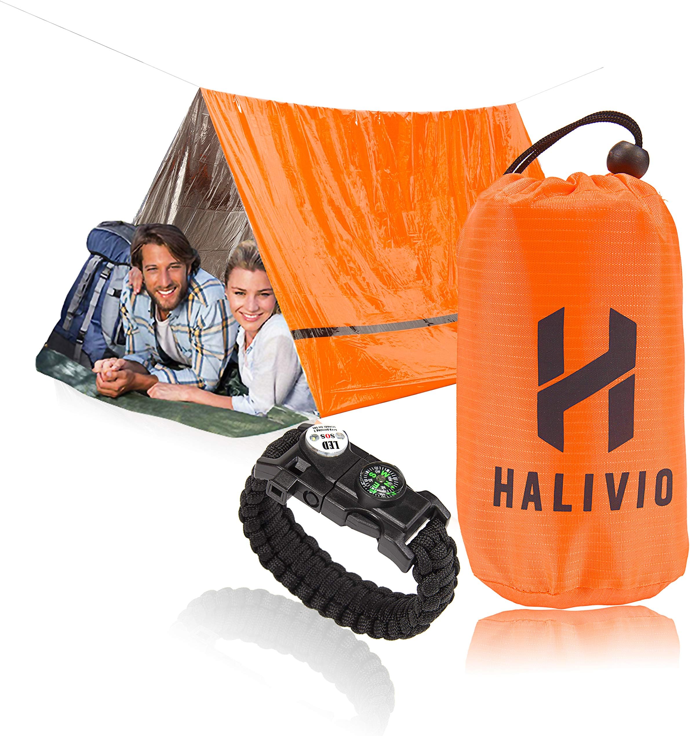 Emergency Tent/Emergency Blanket for Emergency Shelter- Survival Tent Bivy -Emergency Sleeping Bag -Bivvy Bag and Survival Bracelet-Tube Tent