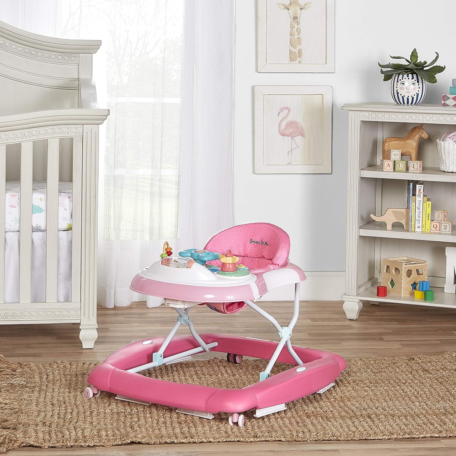 Dream On Me 2 in 1 Crossover Musical Walker, Mint/Pink