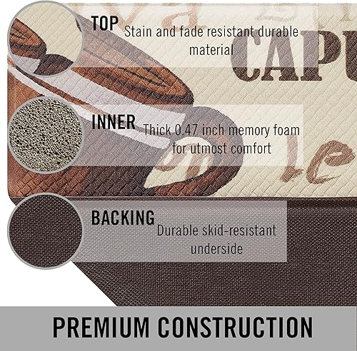 Miniatura 3 de Chef Gear - Tapete de cocina antifatiga, diseño novedoso, acolchado cómodo tapete de chef para alivio de pie y soporte, antideslizante, medidas 17.5