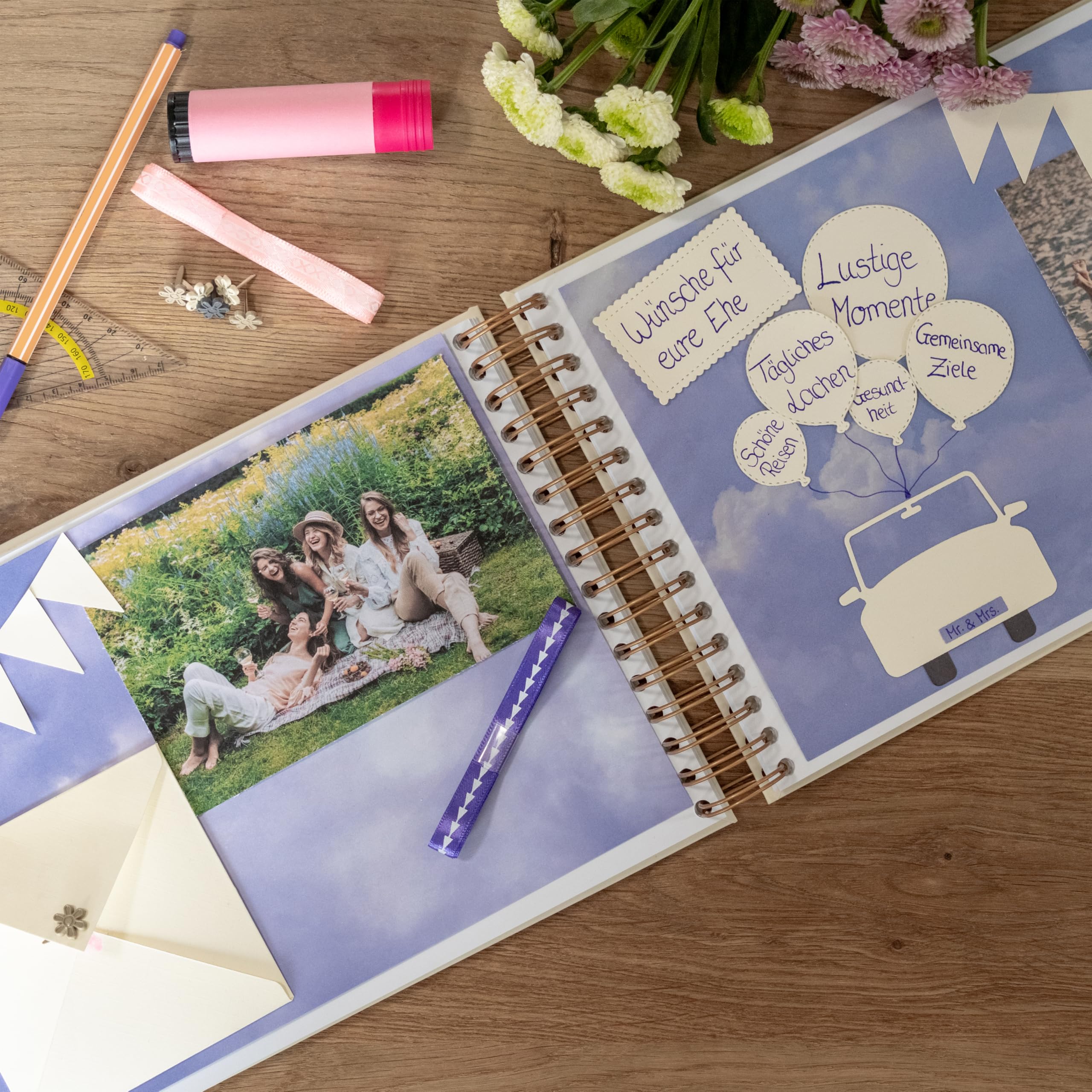Letters to the Bride Buch A4 – Hochwertiges Erinnerungsbuch mit Goldprägung, Spiralbindung & Buchecken – 30 leere Seiten für Briefe an die Braut – Geschenk zur Hochzeit & JGA (weiss)