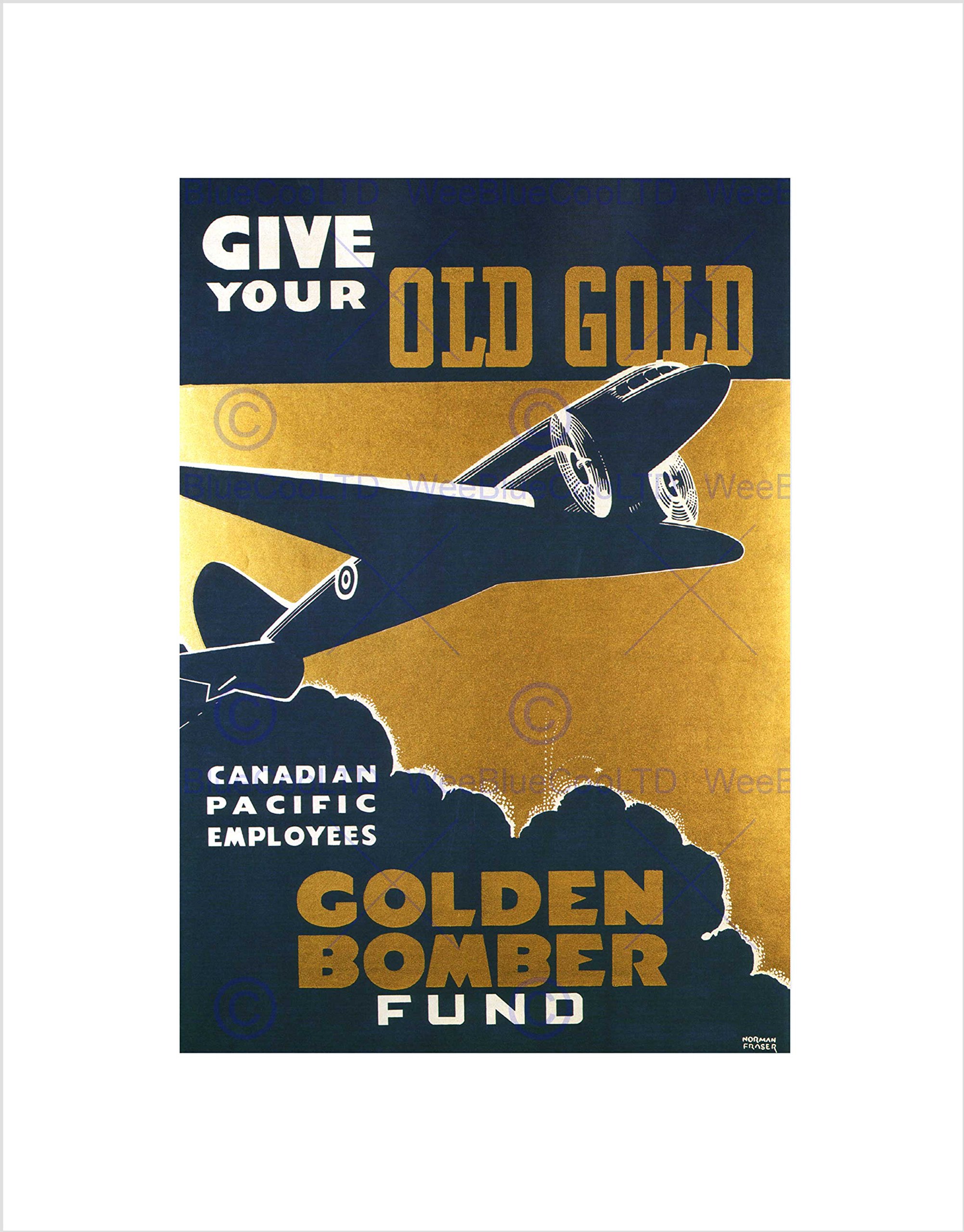 Wee Blue Coo War WW2 Golden Bomber Canadian Pacific Canada Vintage Advert Art Wall Art Print