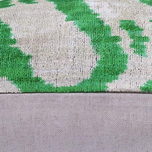 Miniatura 6 de Almohada decorativa hecha a mano con relleno de plumón, estampado de tigre verde, funda de cojín lumbar de seda de terciopelo suave para sala de