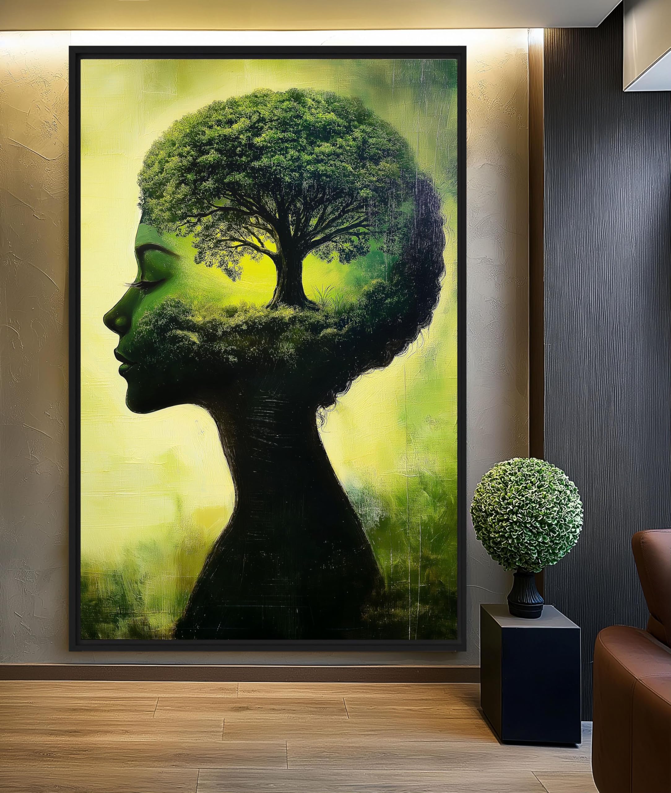 TONGYINLI Surreal Woman Tree Art Wall Print: Nature Person Portrait Canvas Oil Painting for Living Room, Home Wall Decor Artwork(60x80cm/Frameless)