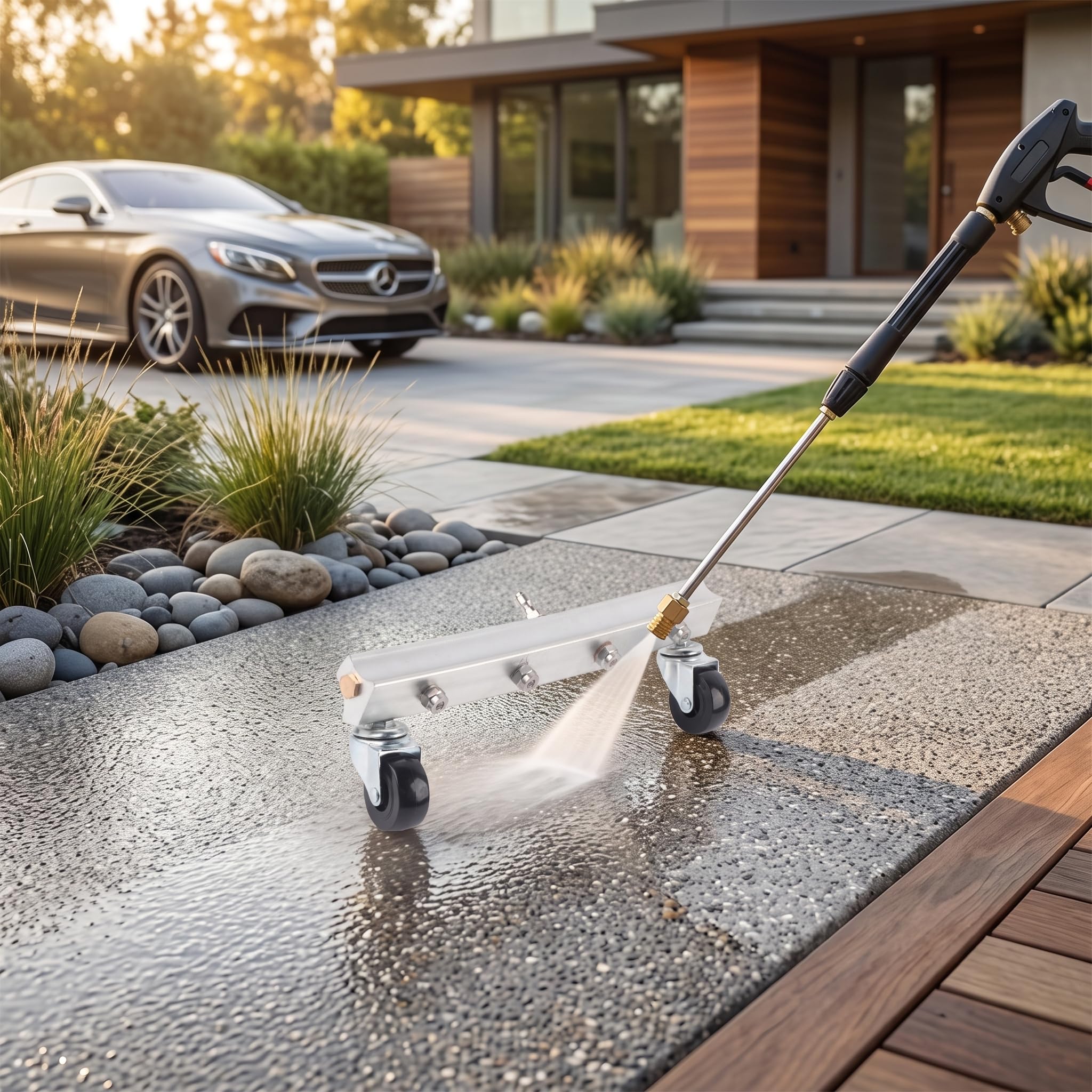 Ugello di Pulizia in Acciaio Inossidabile Detergente per Superfici - Testina di Spruzzo per Idropulitrice per Impieghi Gravosi per Pulizie Esterne Efficienti