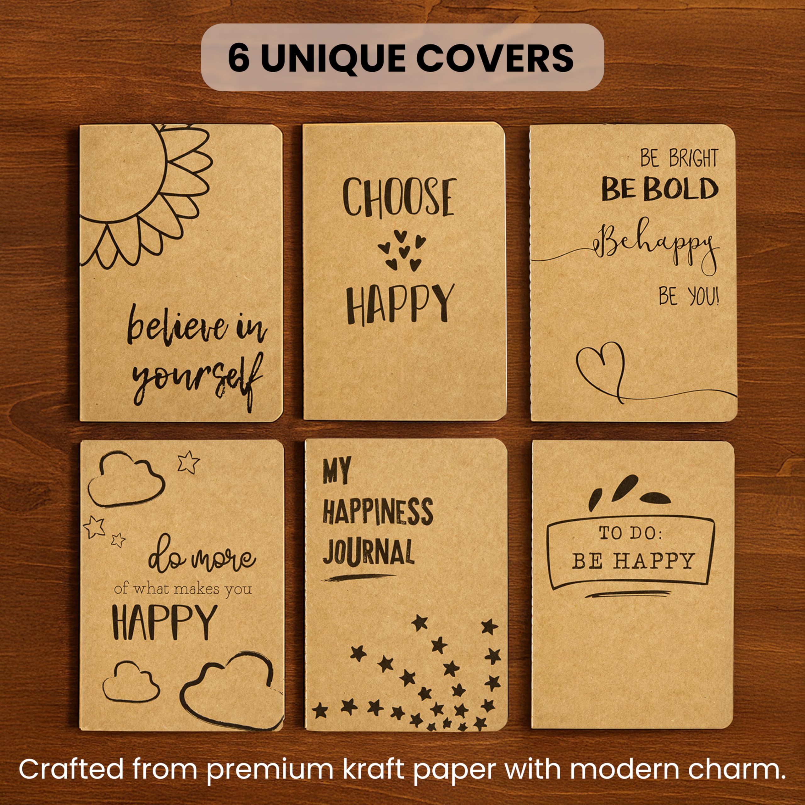 Paper Junkie Cuadernos Kraft a granel, 80 páginas a rayas, 4 x 5.75 pulgadas, mini diarios para escribir, dibujar, garabatear, regalos para estudiantes, agradecimiento al profesor, suministros para el