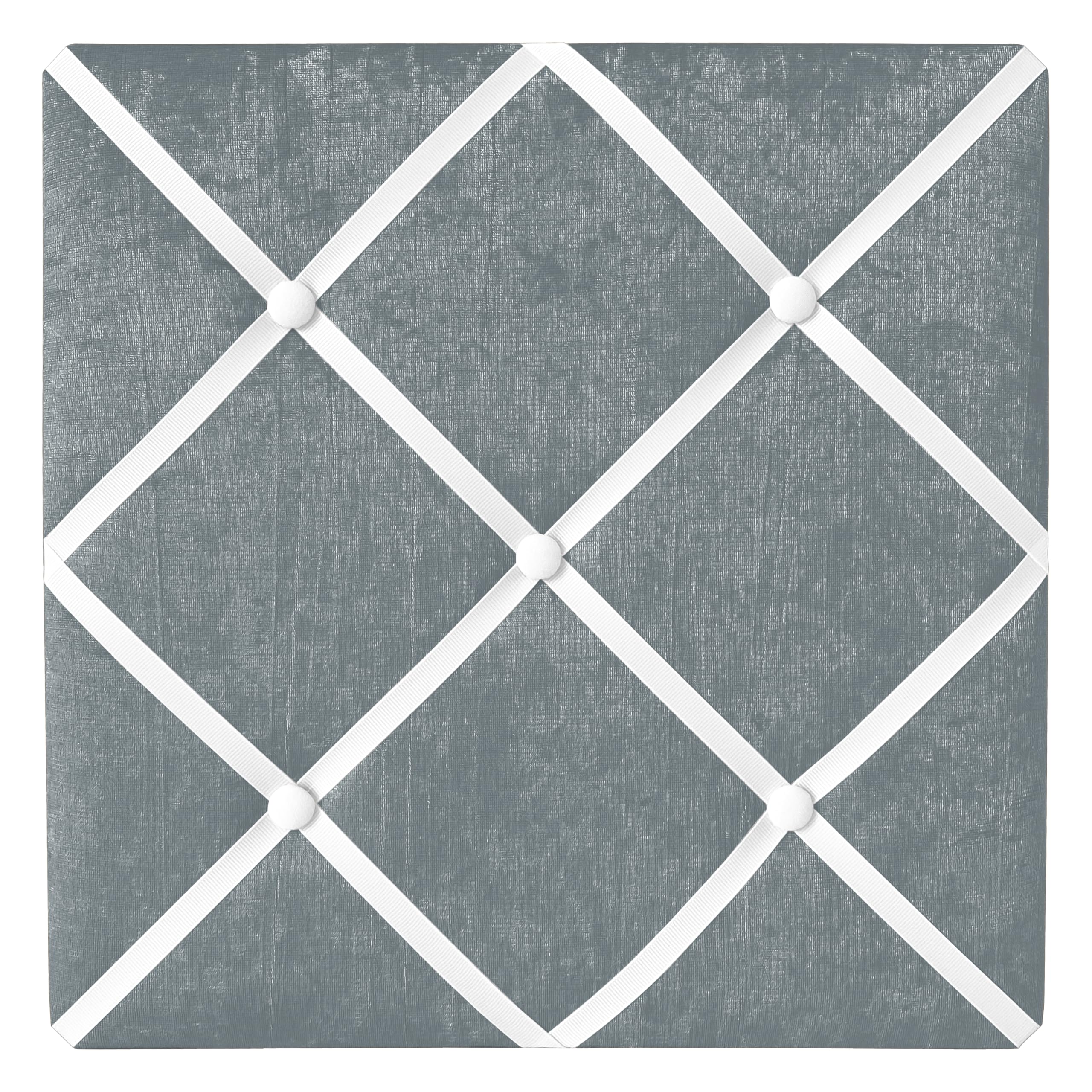 Sweet Jojo Designs Grey Fabric Memory Memo Photo Bulletin Board - Solid Light Grey Silver Crinkle Crushed Velvet Luxurious Elegant Princess Boho Shabby Chic Luxury Boutique for Lace Collection