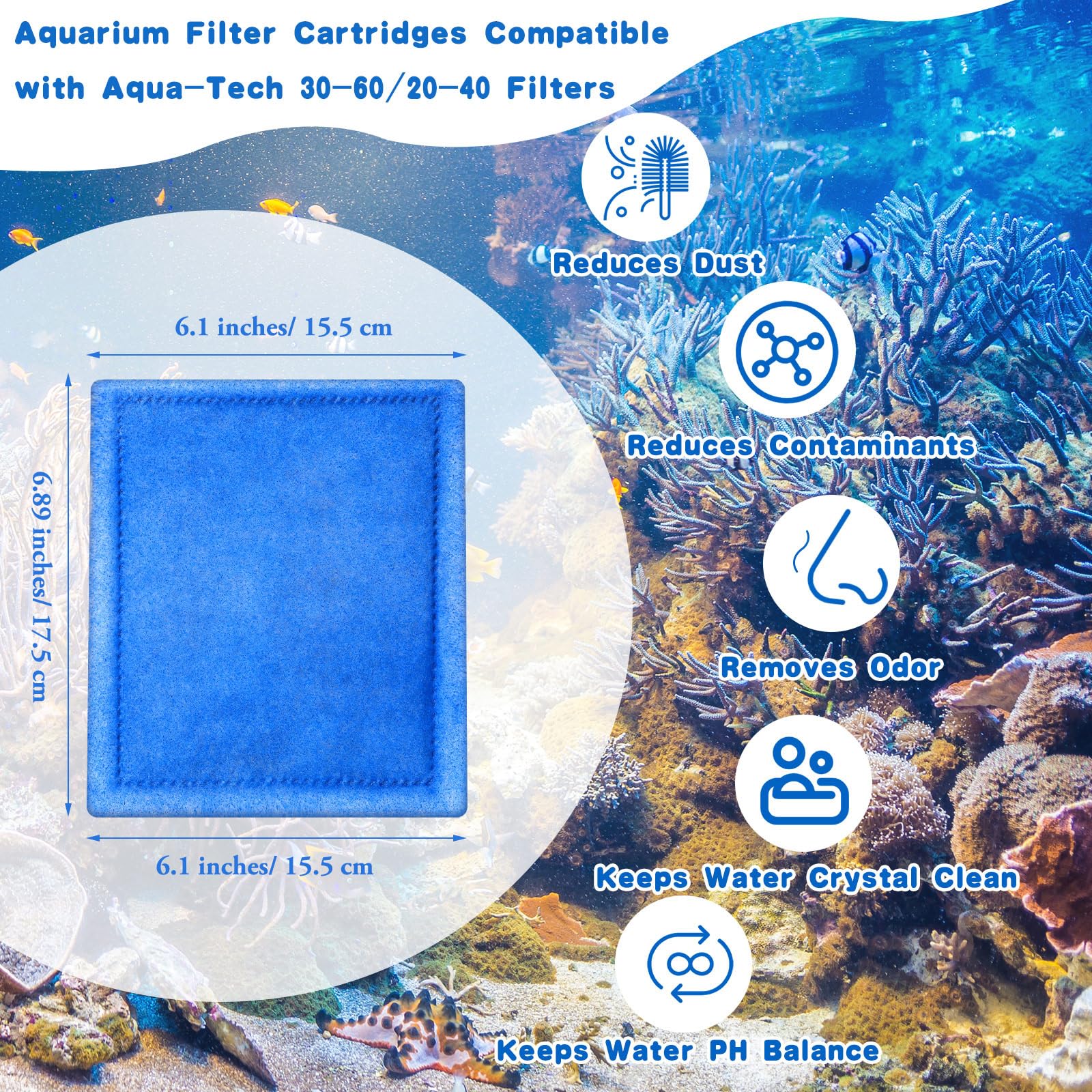Preboun 16 Pcs Aquarium Filter Cartridge Compatible with AquaTech EZ Change #3 Fish Tank Filter Cartridge Compatible with AquaTech 30-60/20-40 Gallon Fish Tank Power Replacement