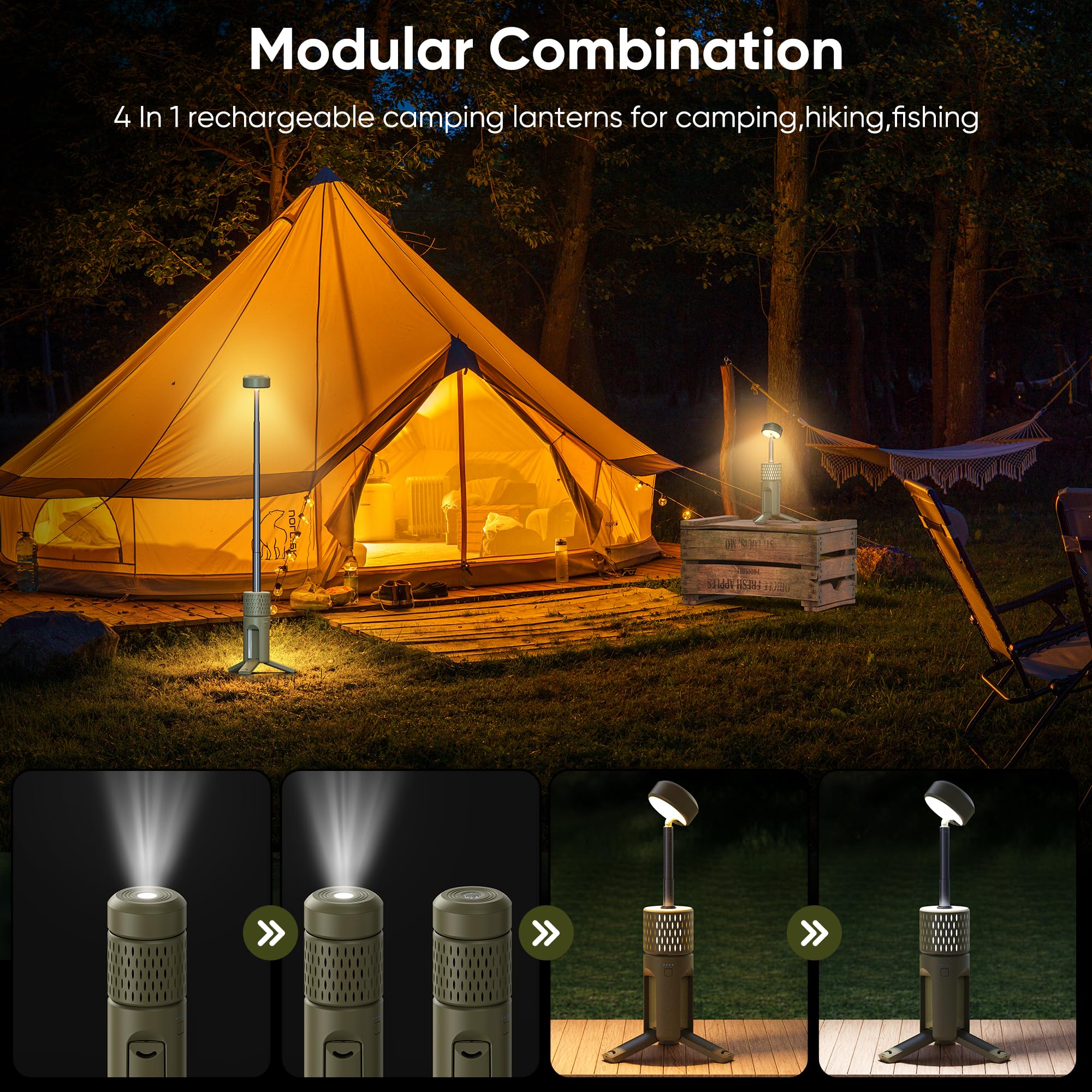 Camping-Lichter, wiederaufladbar, zusammenklappbar, Camping-Laternen | Tragbare Taschenlampen, Campinglicht für Zelt, Notfall, Outdoor, IPX5 Wasserdicht