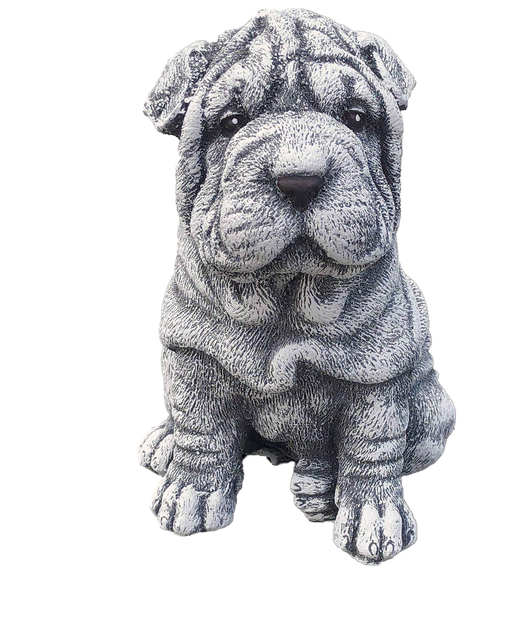 Statue jardin chien Shar-Pei résistante au gel et intempéries stoneandstyle
