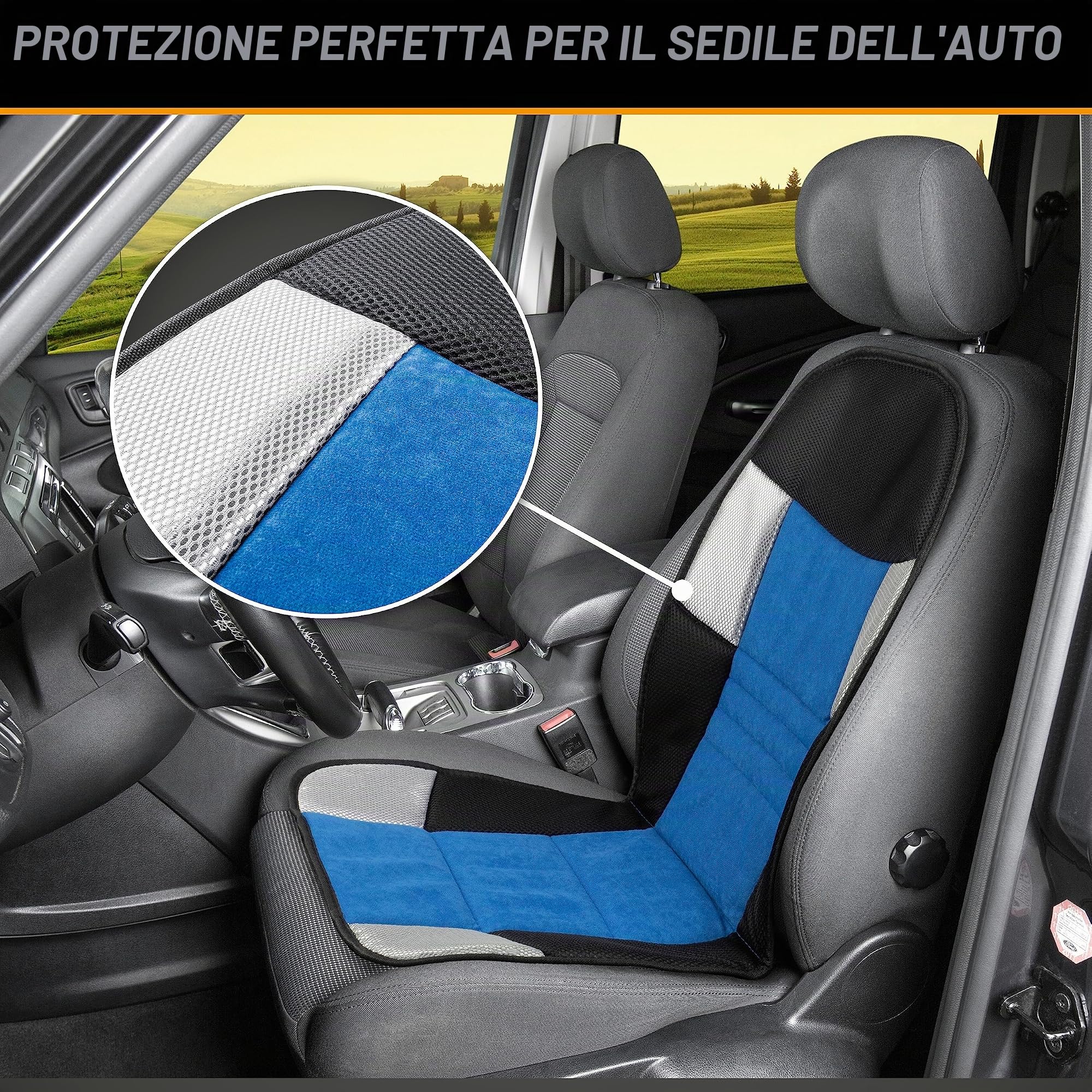 WALSER Coprisedili auto Hunt, coprisedile auto universale, proteggi sedili anteriori veicolo e camion blu/nero