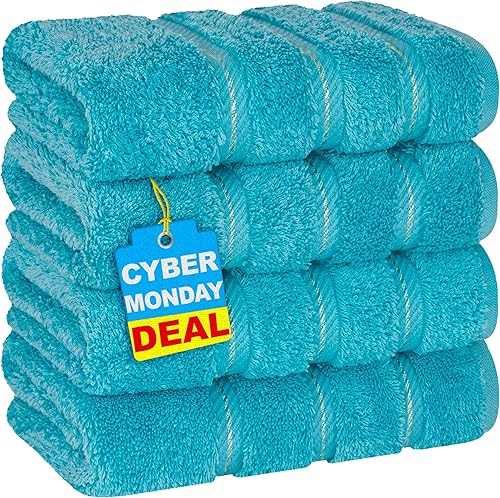Miniatura 43 de American Soft Linen - Juego de 4 toallas de baño, 100% de algodón turco de 27 x 54 pulgadas, toallas de baño extragrandes, toallas para ducha