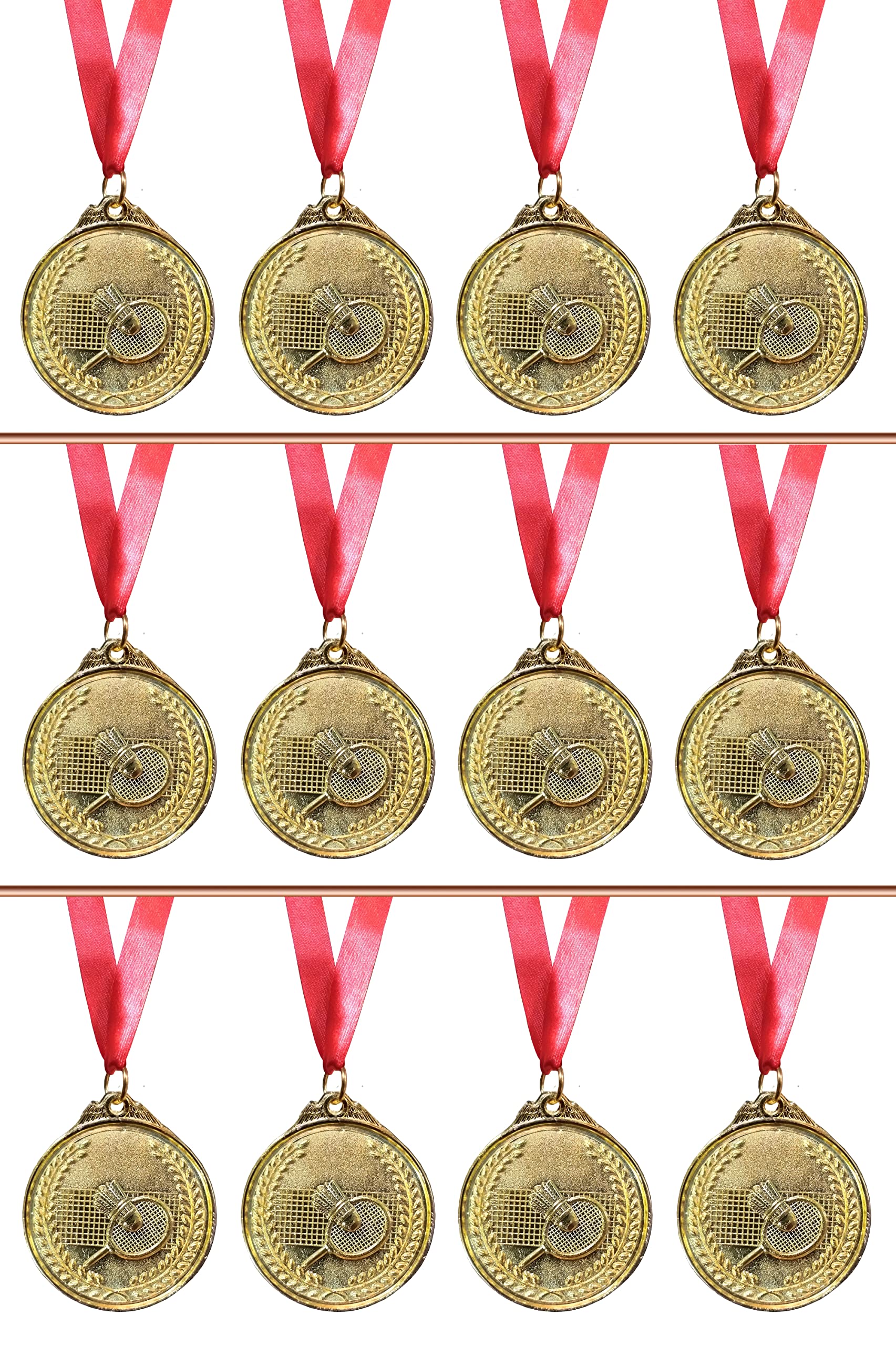 Be Win 3D Designed Shuttle Bat Gold Medal/Badminton Medal/Functions Medal/Best Football Medal 2.5" in, Thickness 4 MM with Satin Tags 9 Pcs (6) (B09SG5R7LP) Amazon Price History, Amazon Price Tracker