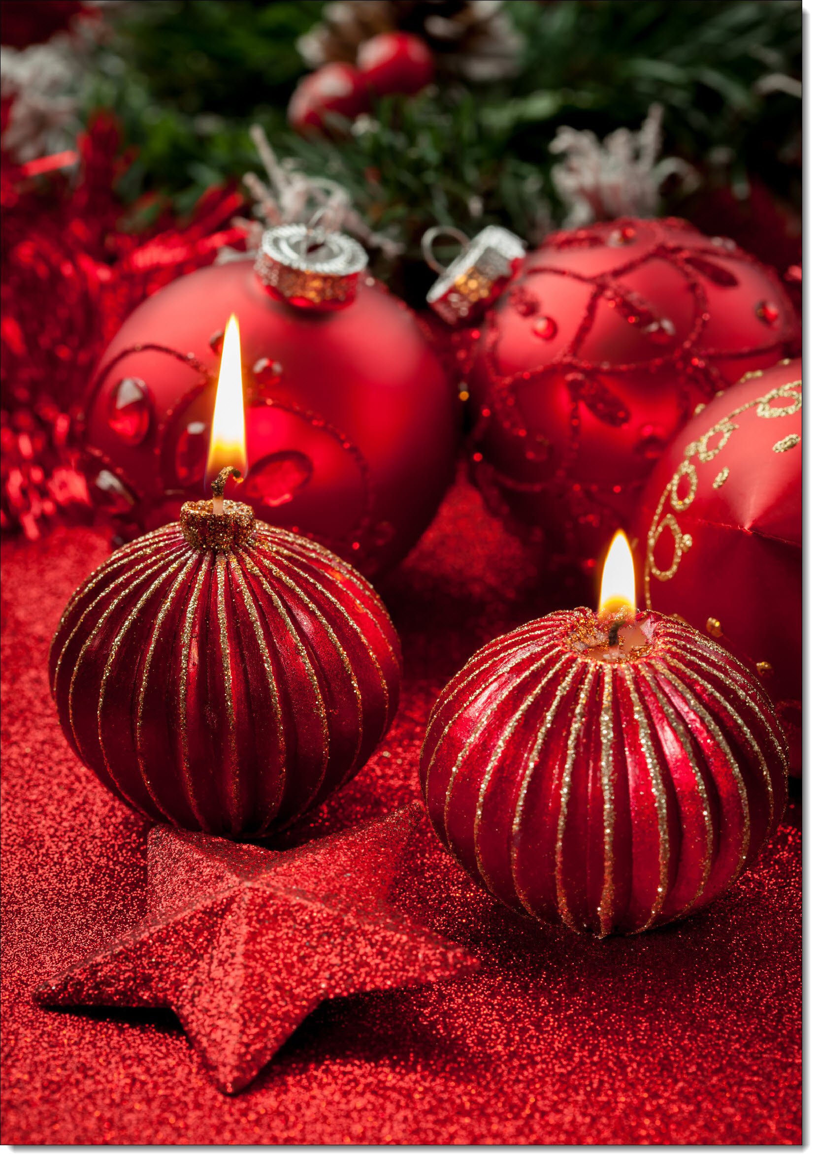 doodlecards Pack of 10 Christmas Cards and Envelopes Traditional Candles. Printed in UK, Premium Quality & 100% Recyclable.