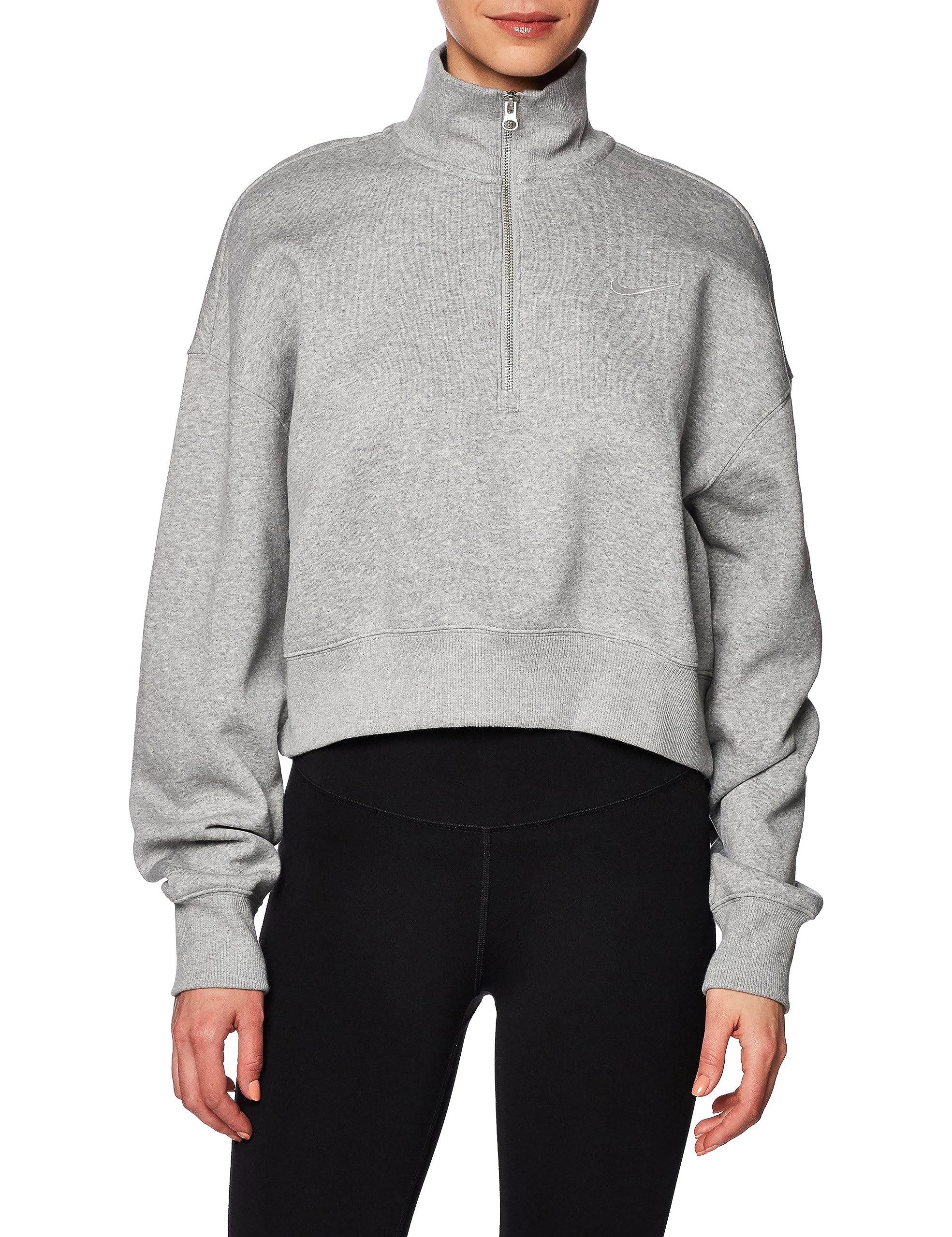 Nike W NSW Phnx FLC Qz Crop Maglia Lunga Donna