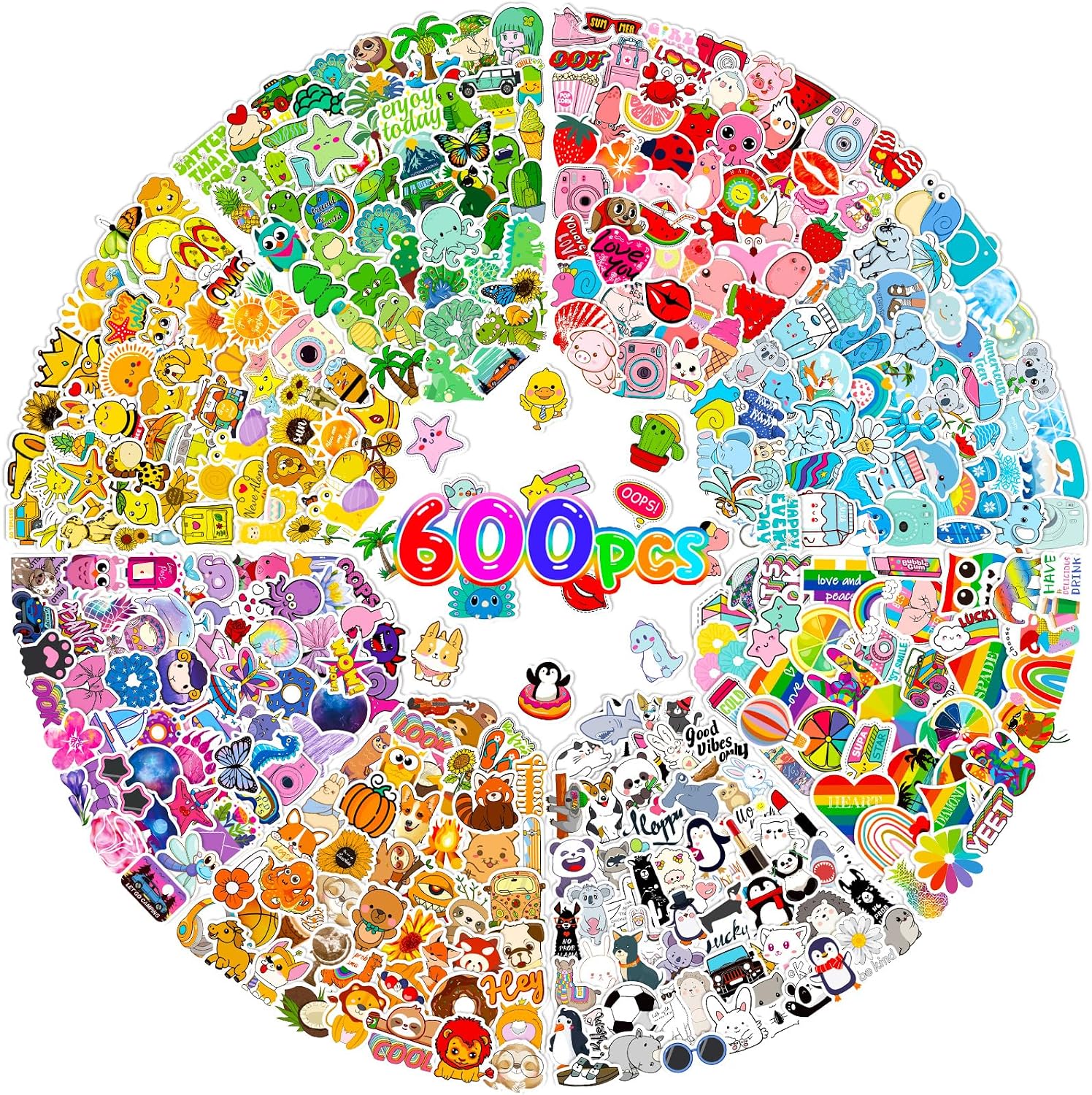 Amazon.com: 600 Pcs Cute Vinyl Stickers for Kids,Waterproof Water ...